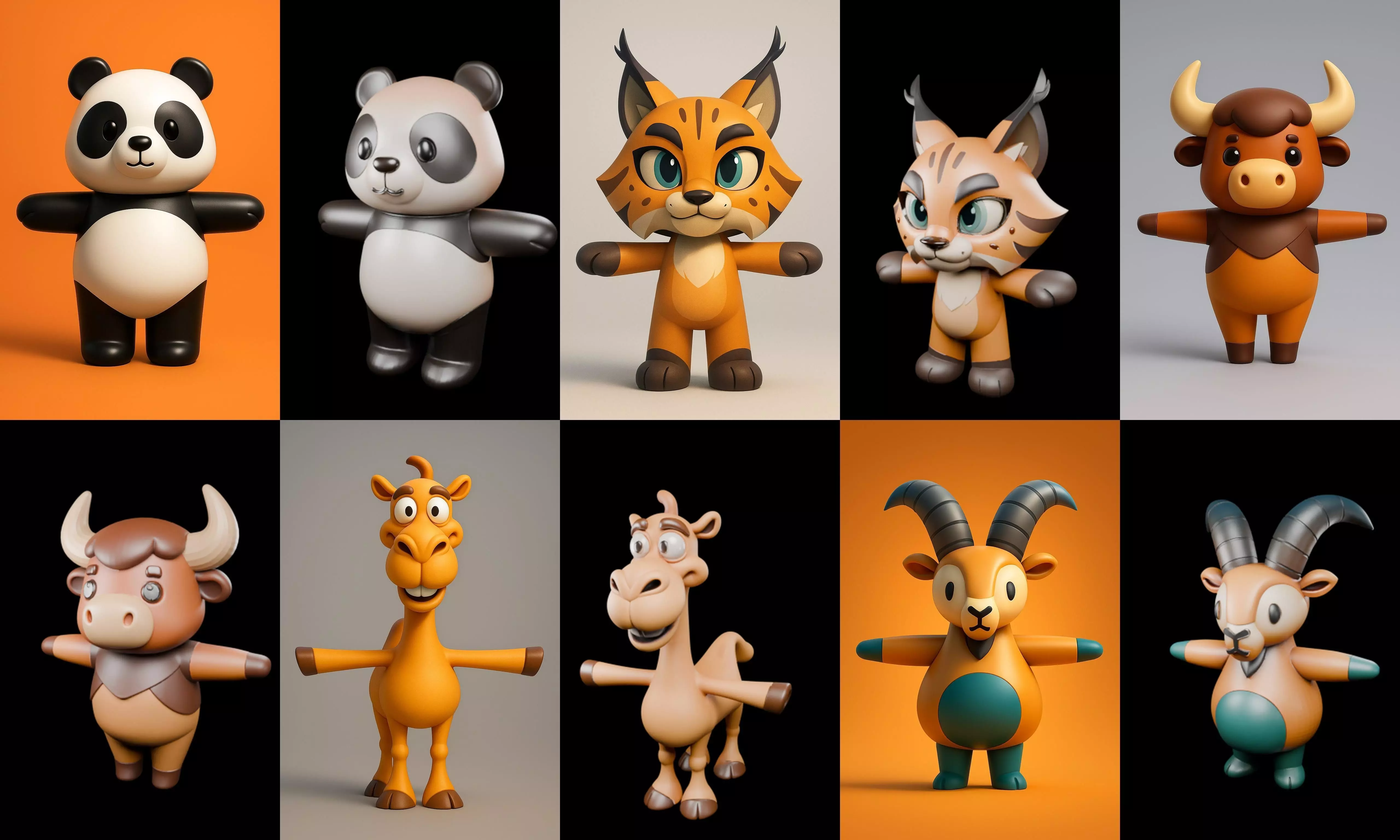 Mini Beast figurine printable bundle 4 pack 100 glb 3D model_6
