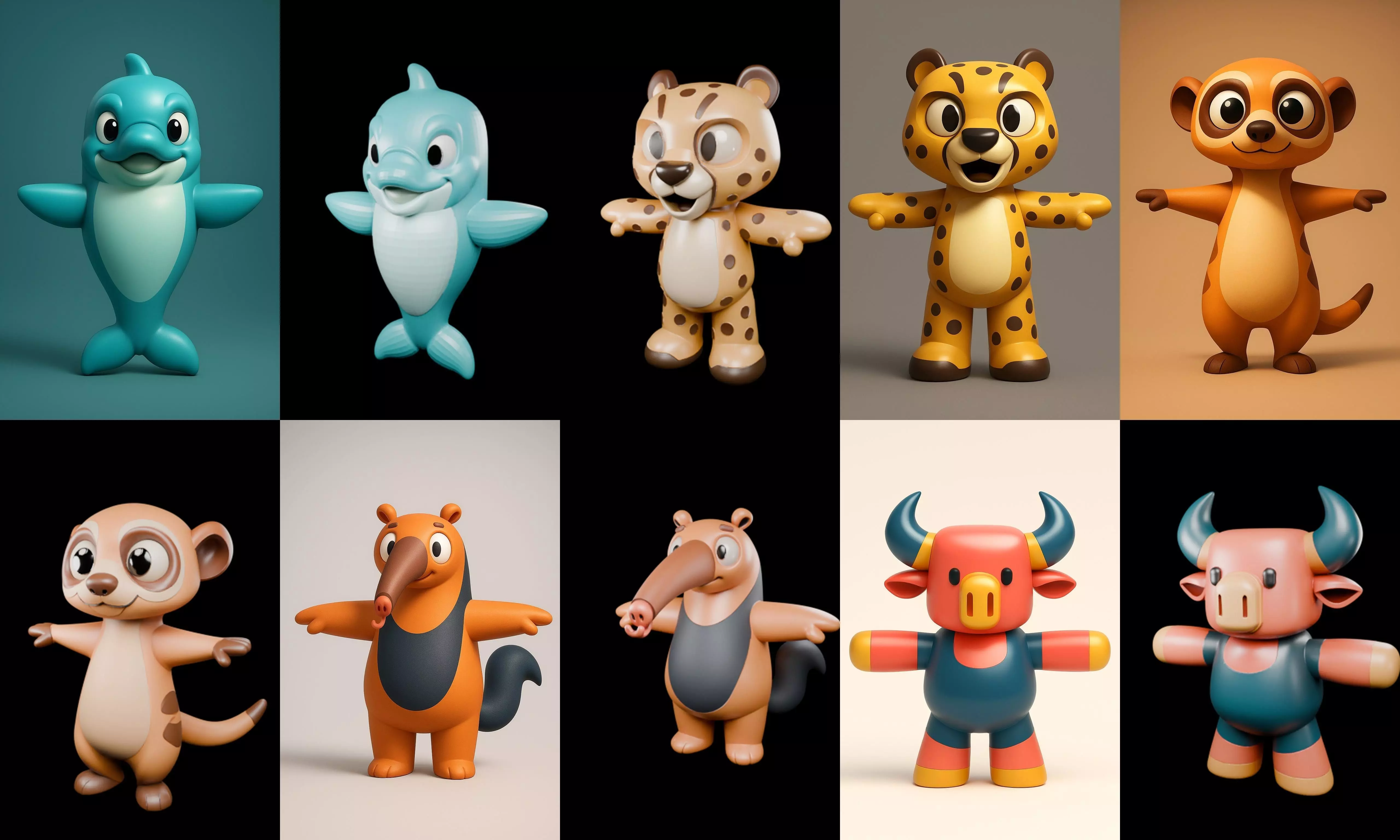 Mini Beast figurine printable bundle 4 pack 100 glb 3D model_5