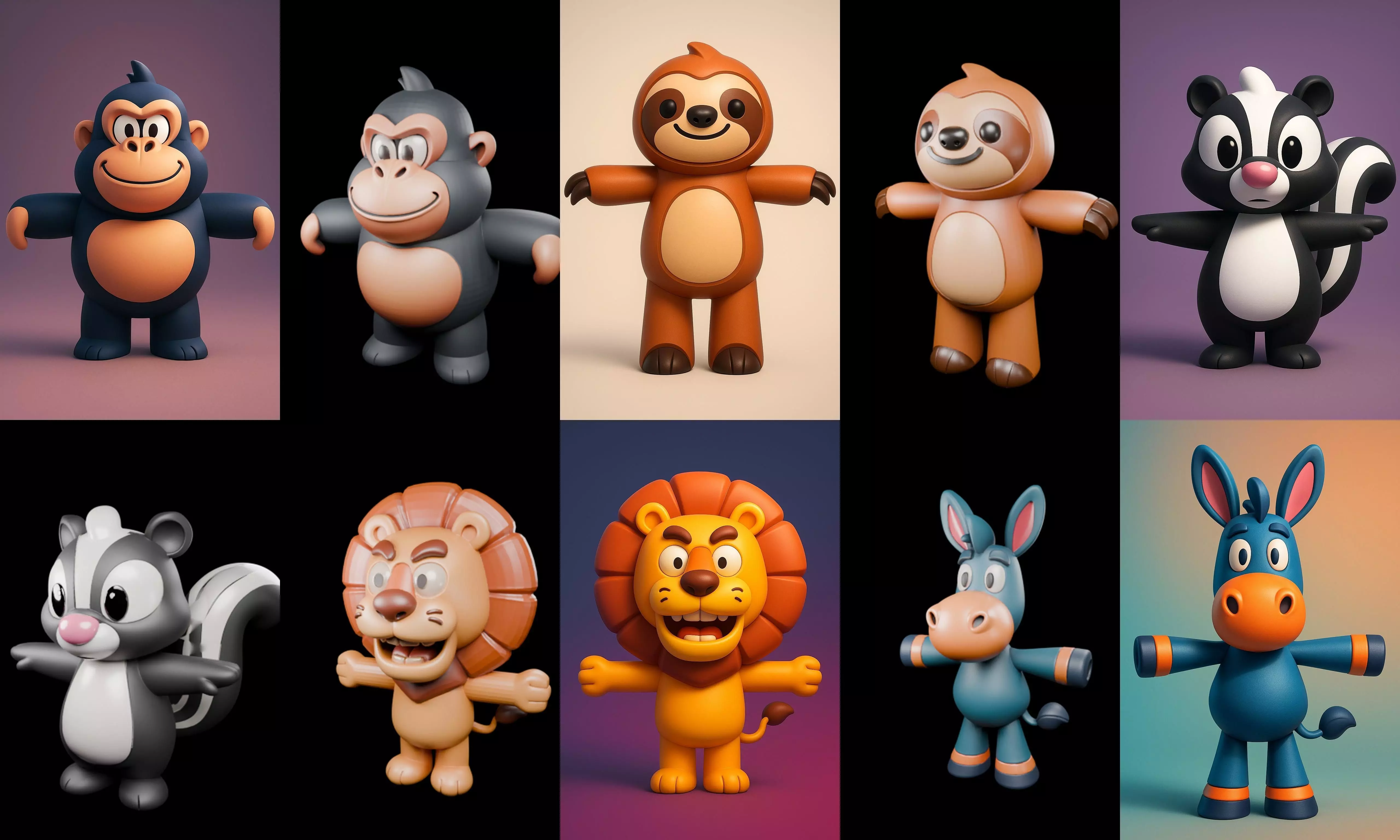 Mini Beast figurine printable bundle 4 pack 100 glb 3D model_16