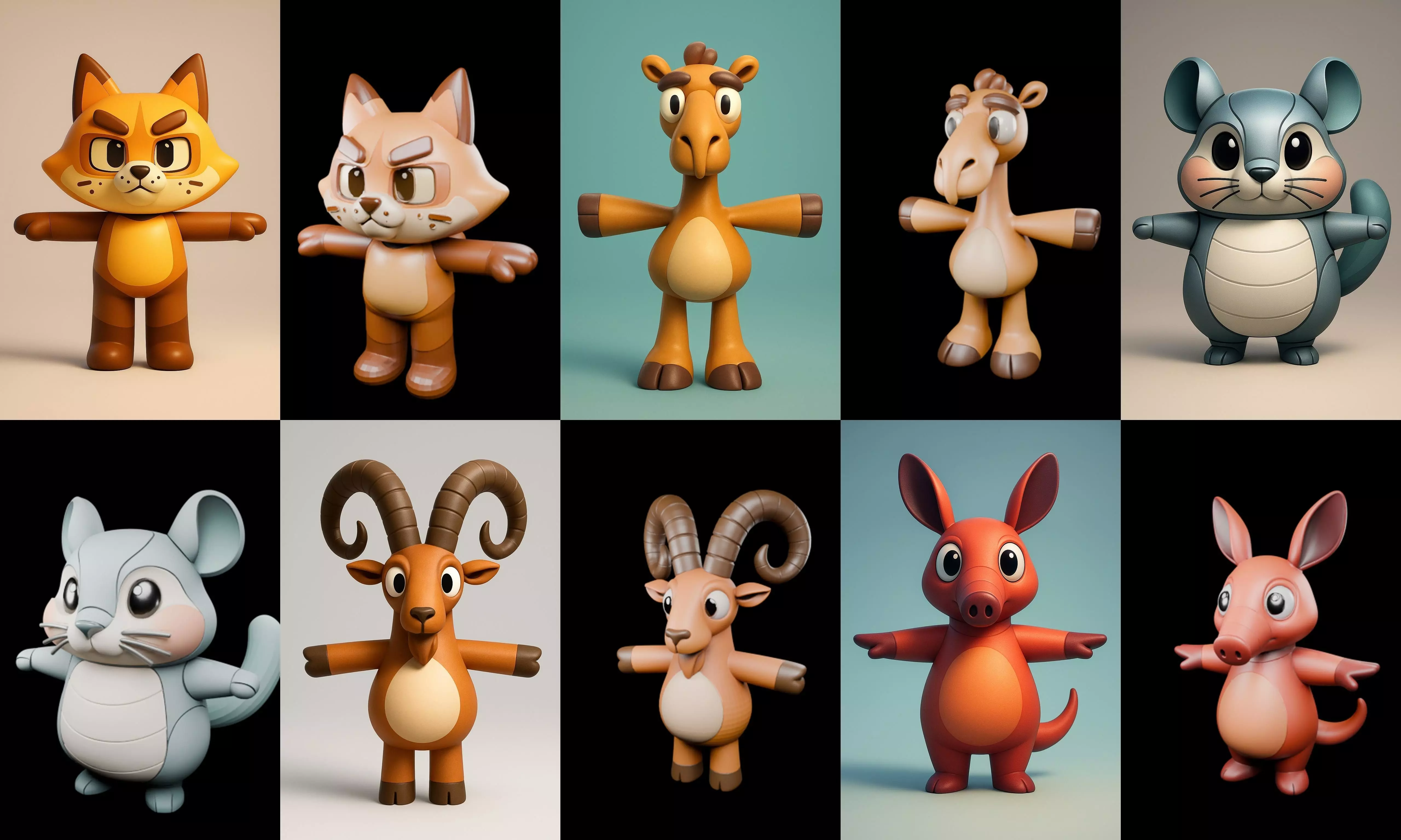 Mini Beast figurine printable bundle 4 pack 100 glb 3D model_9