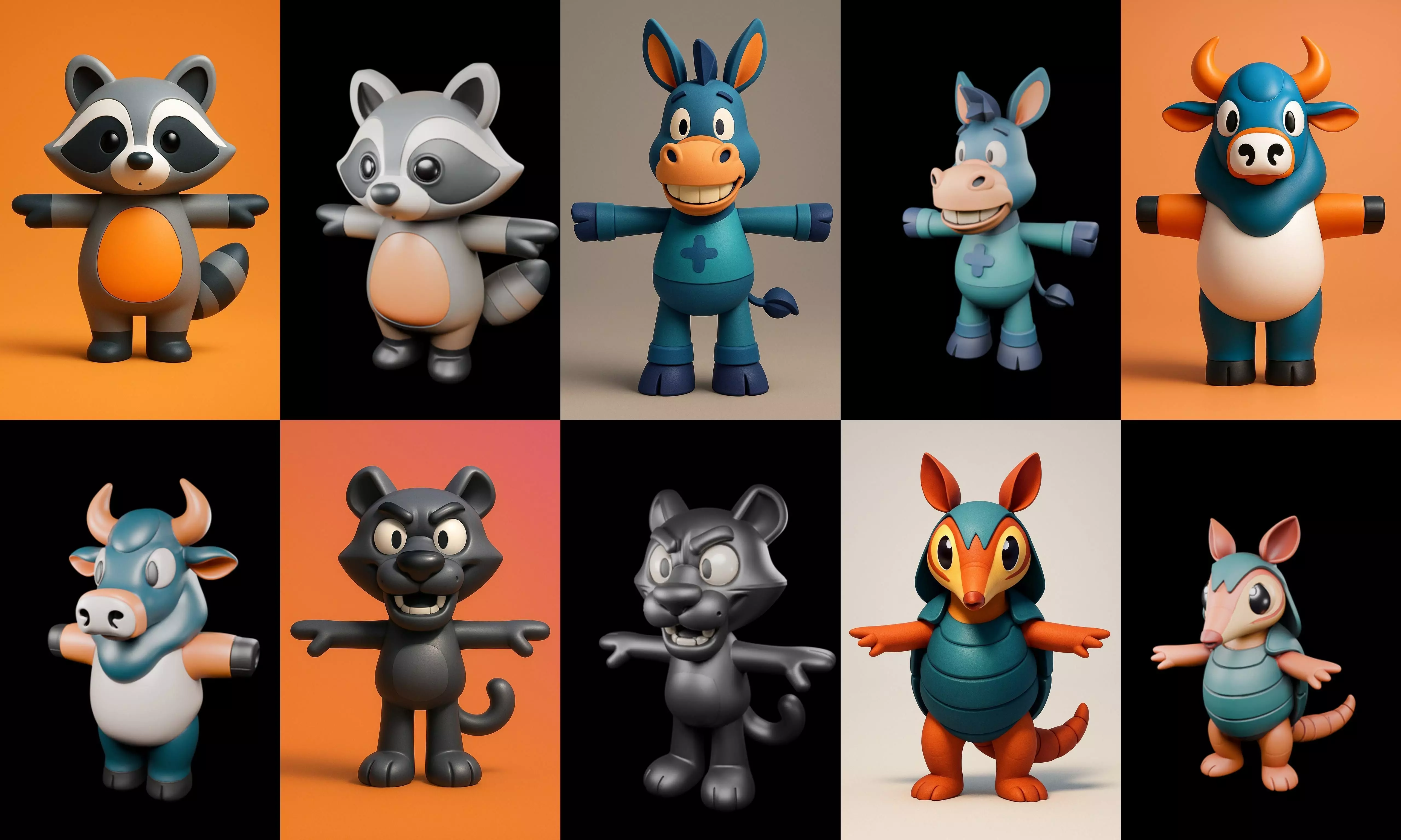 Mini Beast figurine printable bundle 4 pack 100 glb 3D model_7