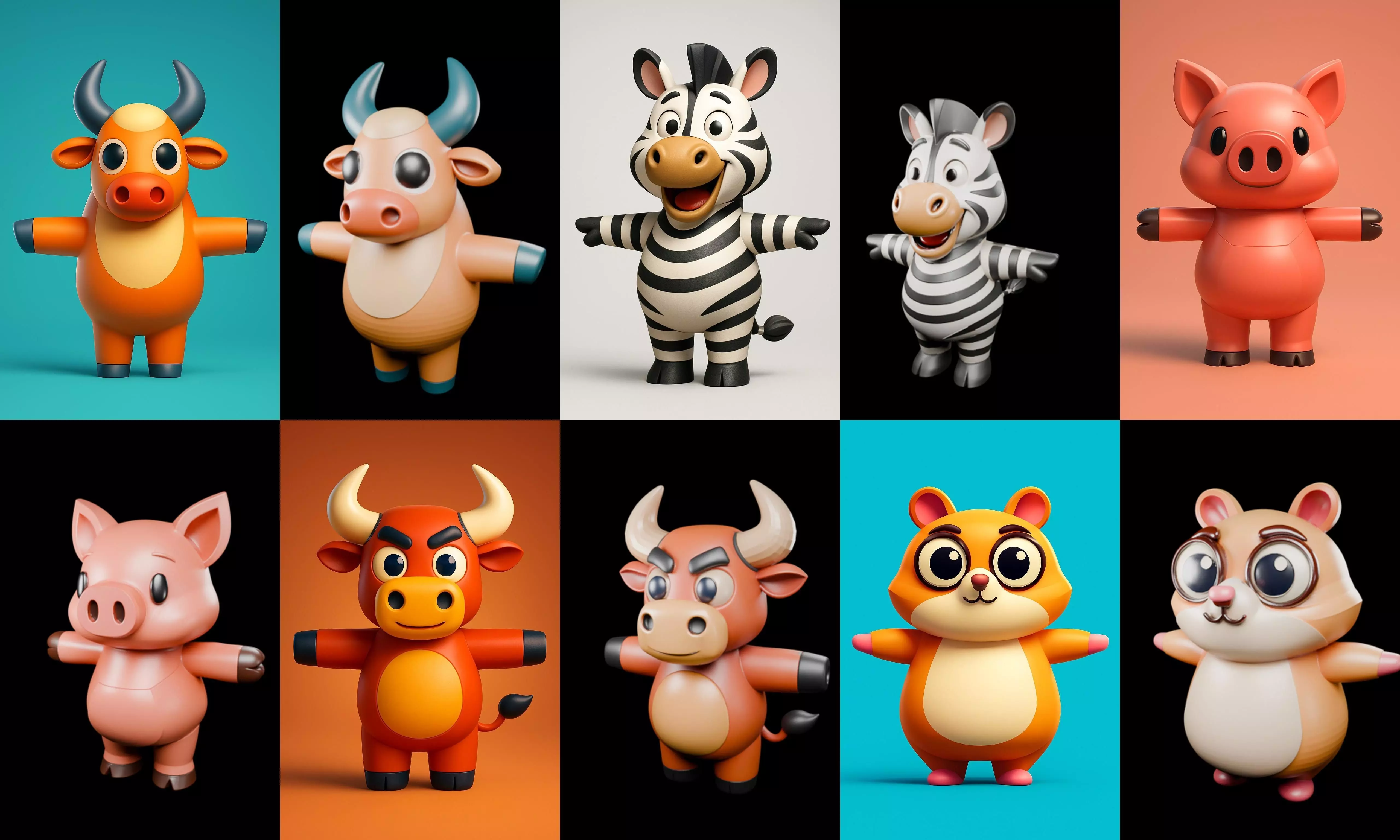 Mini Beast figurine printable bundle 4 pack 100 glb 3D model_11