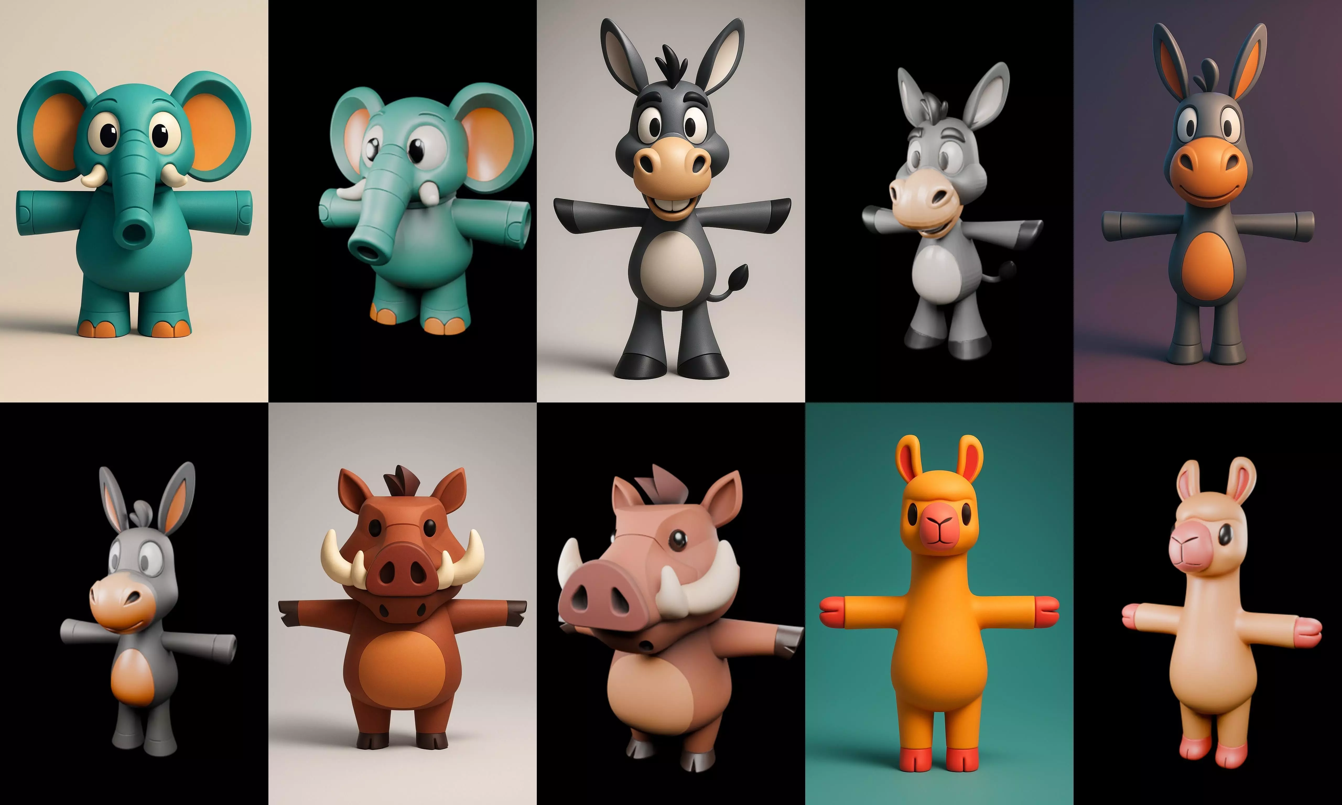 Mini Beast figurine printable bundle 4 pack 100 glb 3D model_2