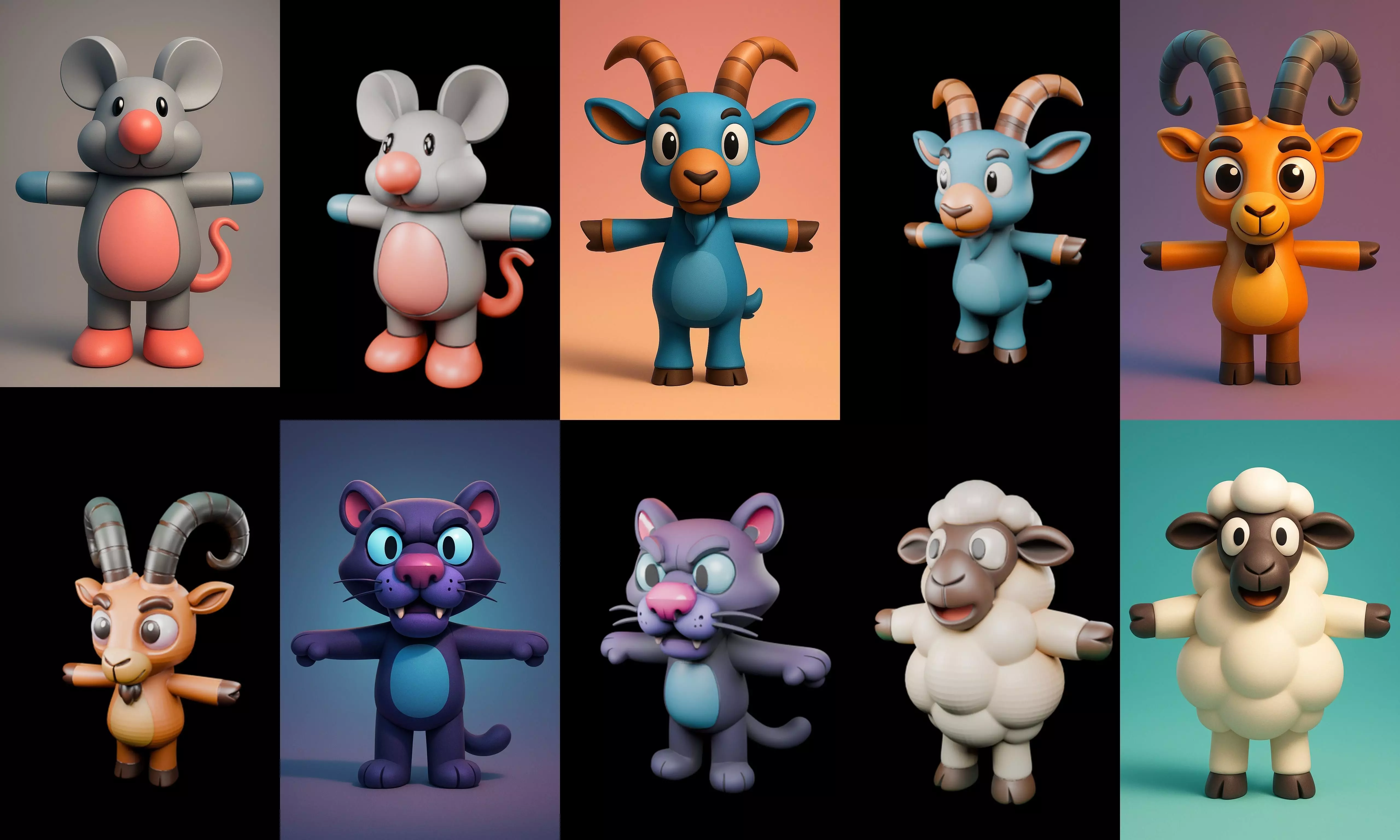 Mini Beast figurine printable bundle 4 pack 100 glb 3D model_10