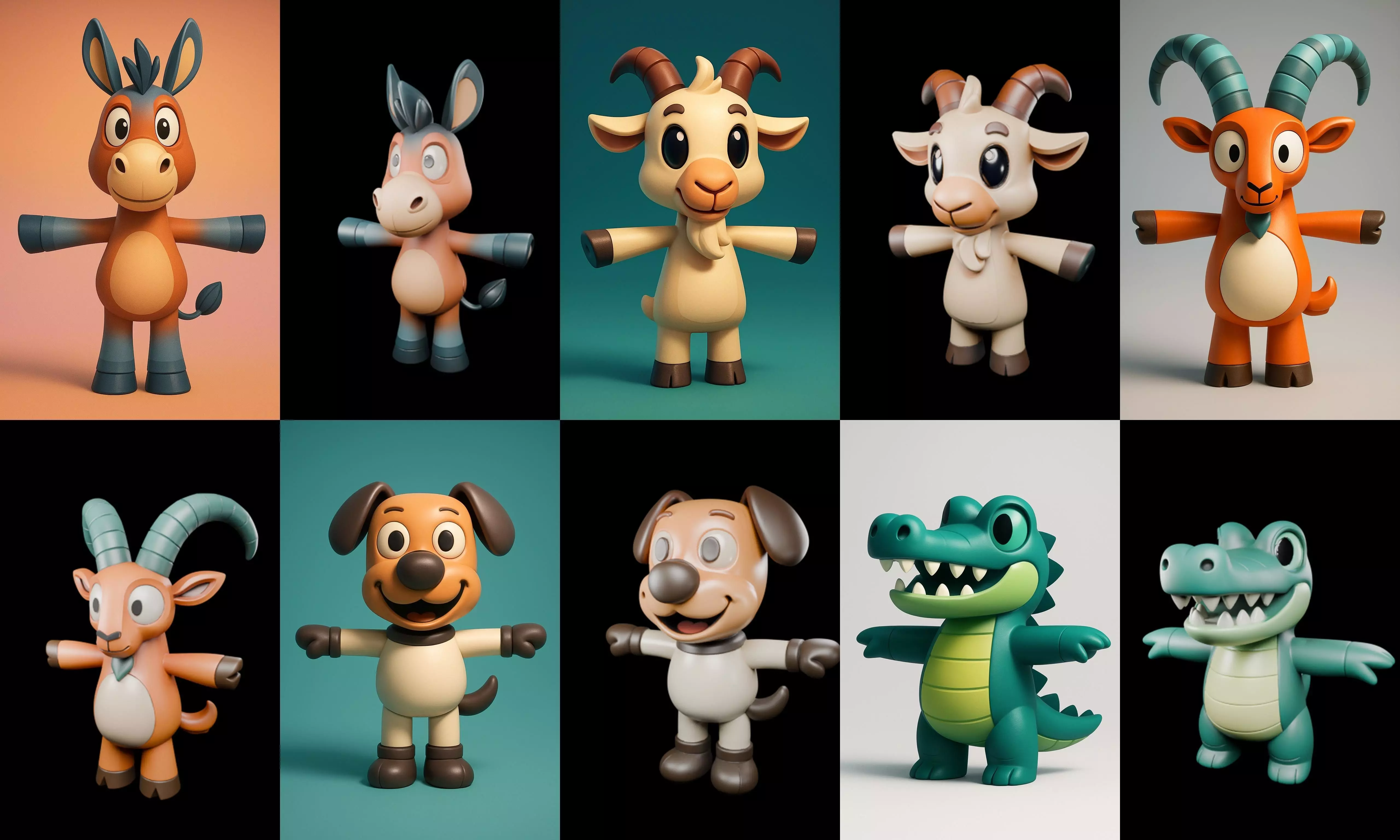 Mini Beast figurine printable bundle 4 pack 100 glb 3D model_3