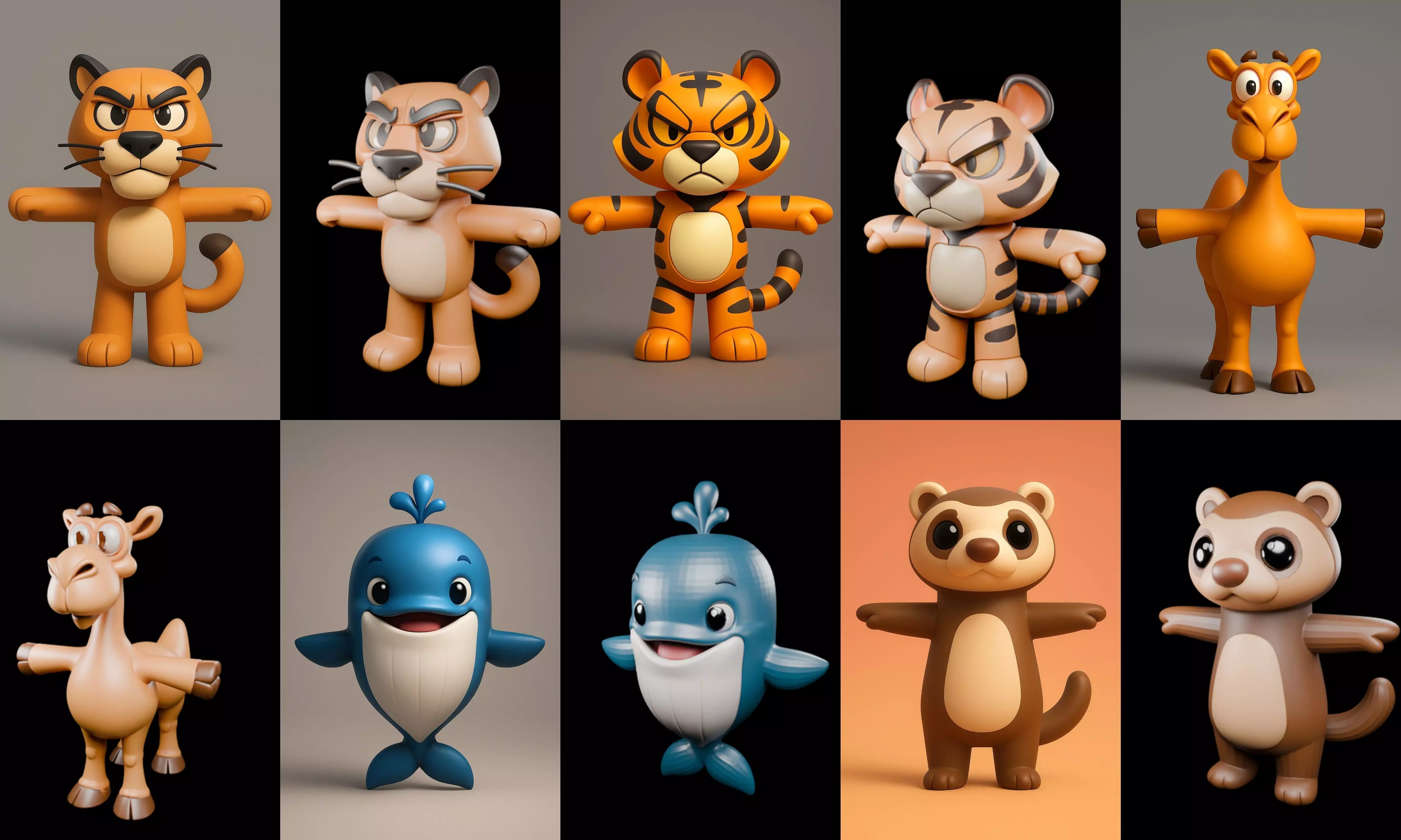 Mini Beast figurine printable bundle 4 pack 100 glb 3D model_4