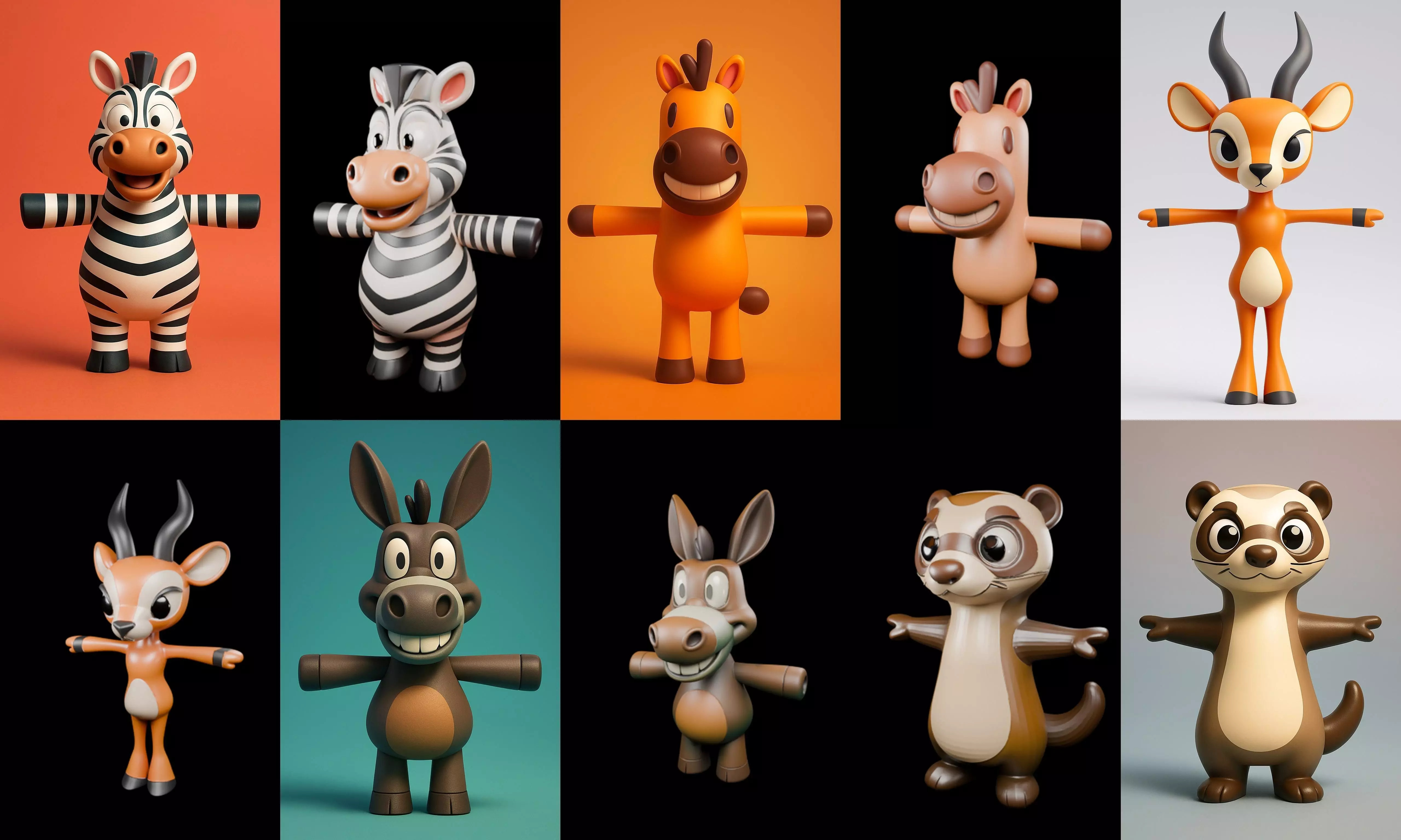 Mini Beast figurine printable bundle 4 pack 100 glb 3D model_1