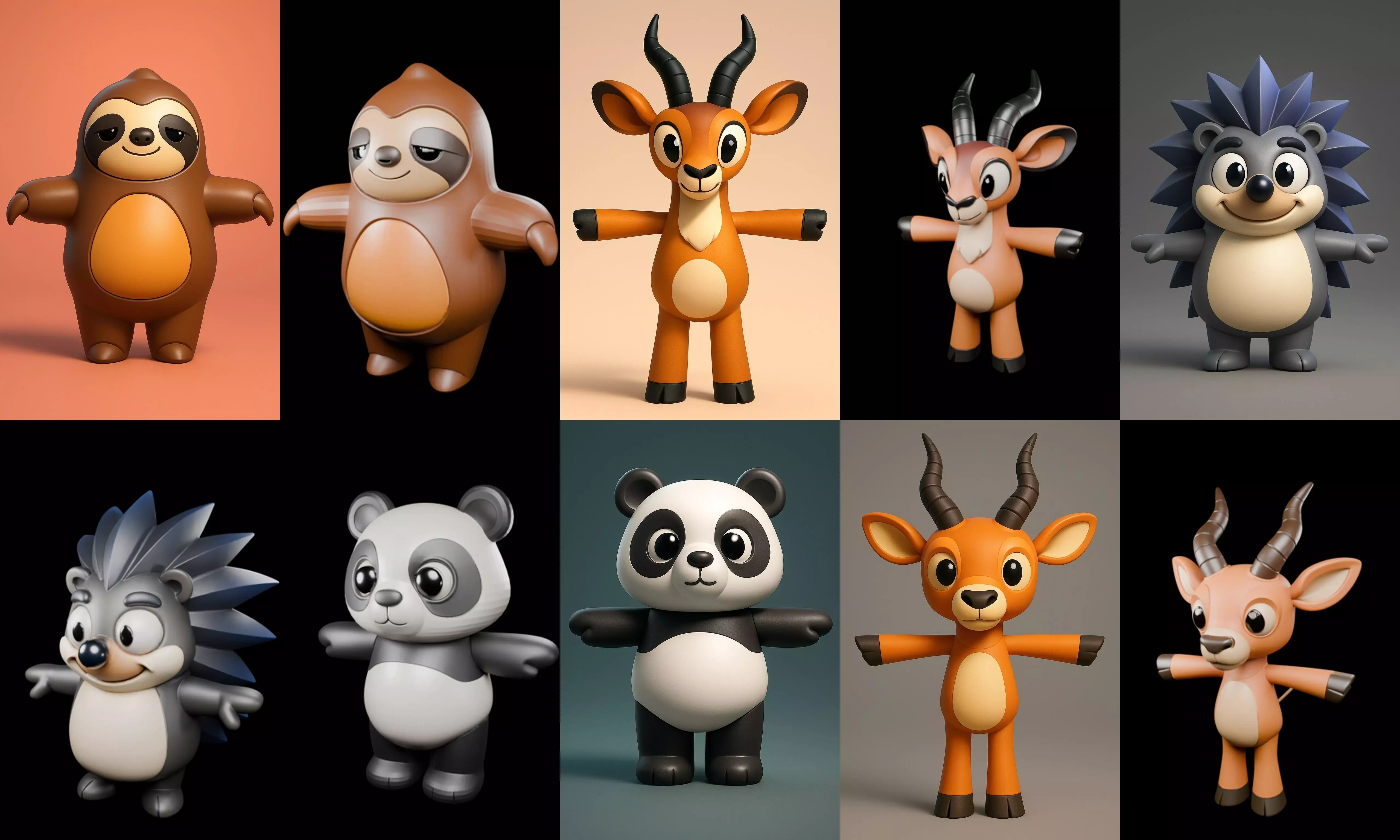 Mini Beast figurine printable bundle 4 pack 100 glb 3D model_15