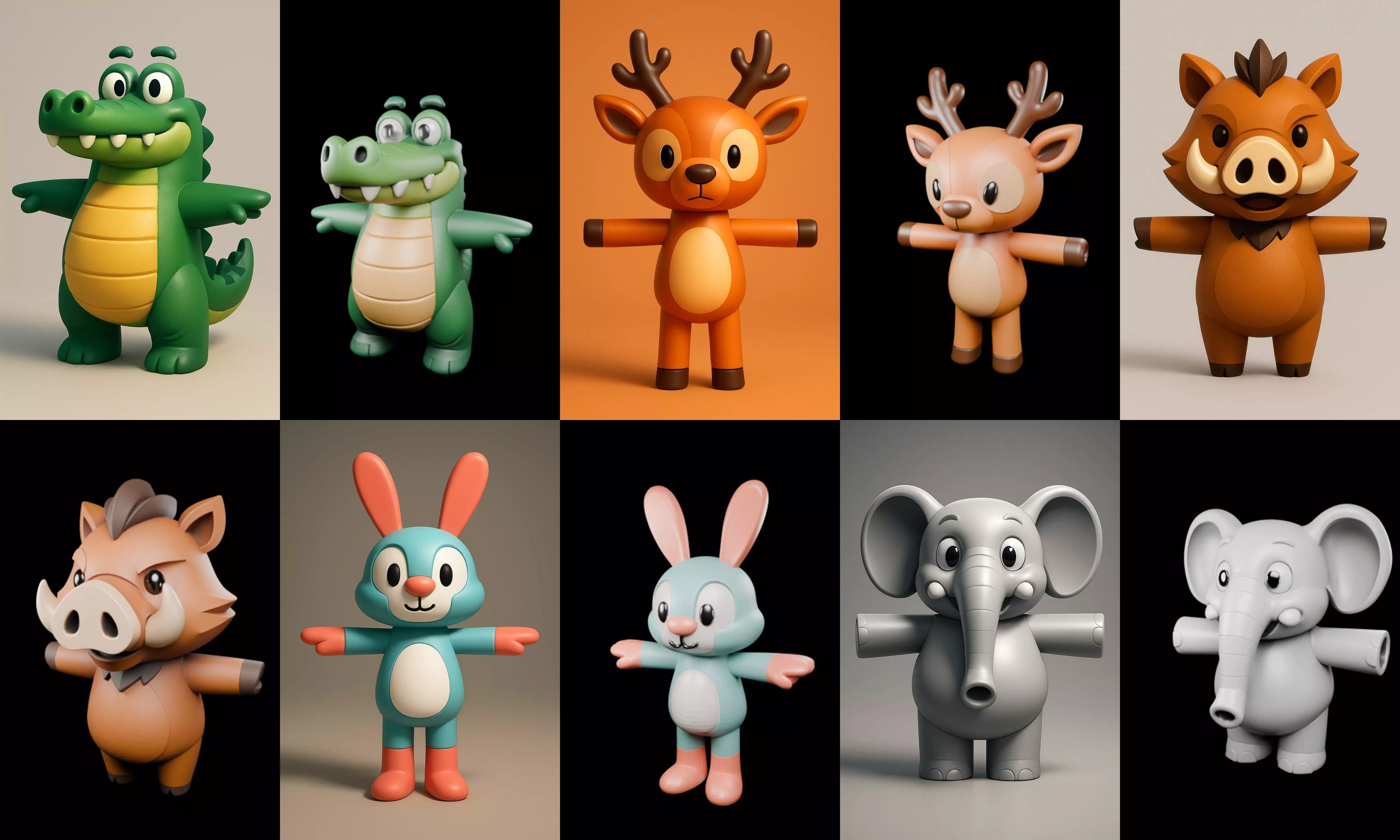 Mini Beast figurine printable bundle 4 pack 100 glb 3D model_13