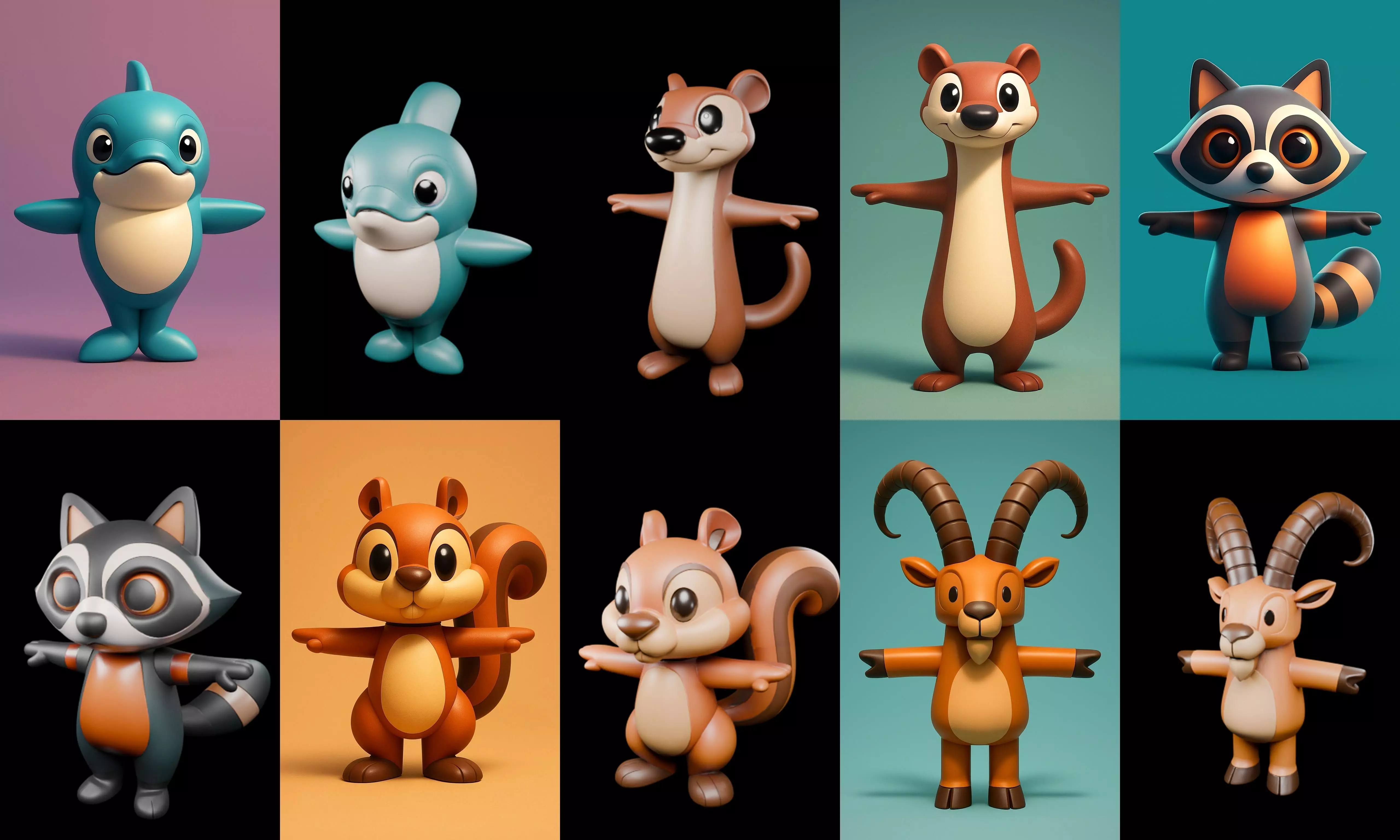 Mini Beast figurine printable bundle 4 pack 100 glb 3D model_17