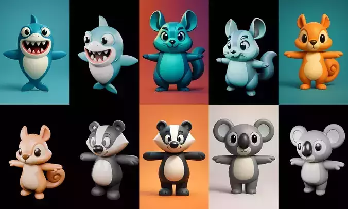 Mini Beast figurine printable bundle 4 pack 100 glb