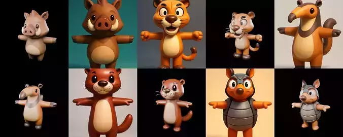 Mini Beast figurine printable bundle 3 pack 100 glb