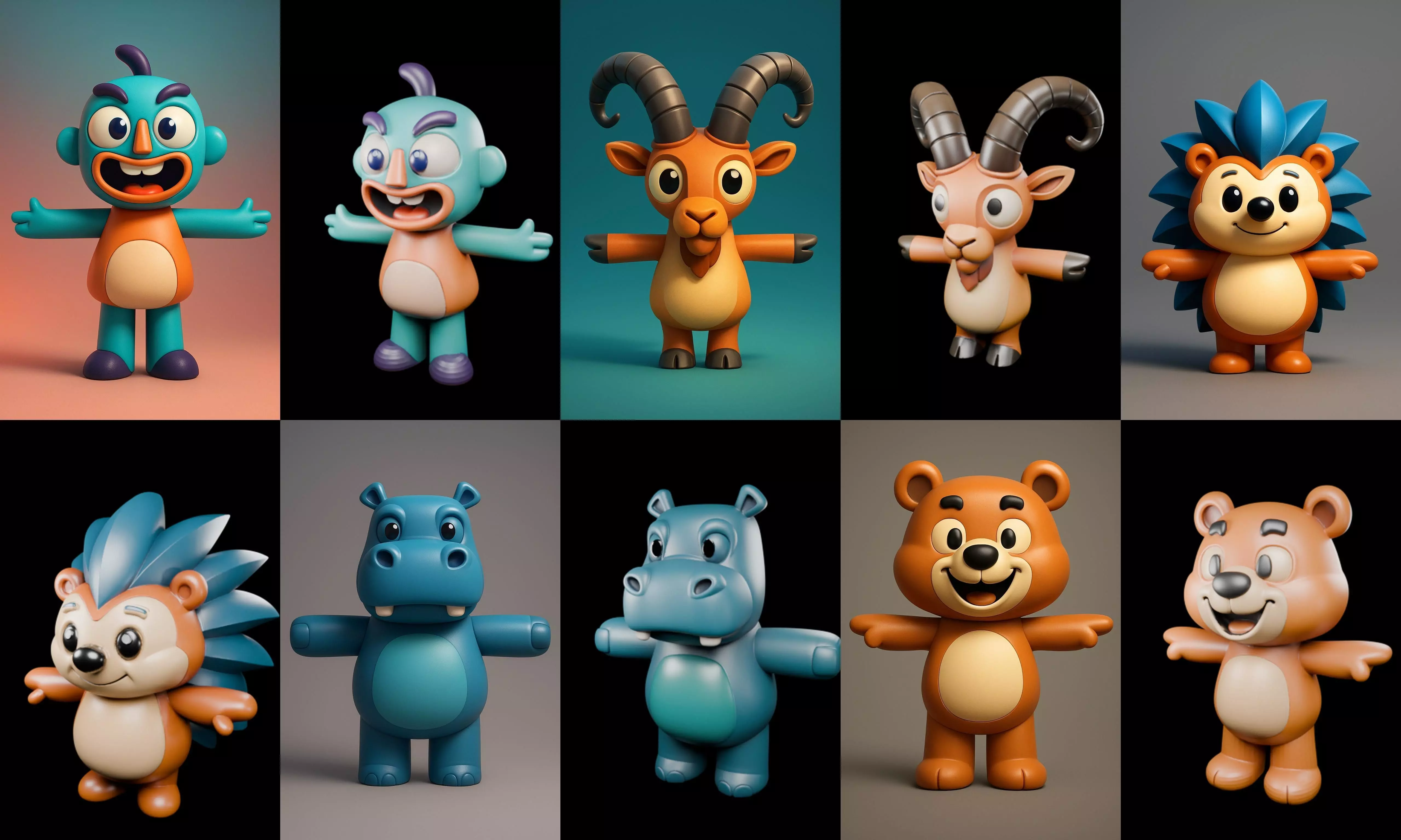 Mini Beast figurine printable bundle 2 pack 100 glb 3D model_6
