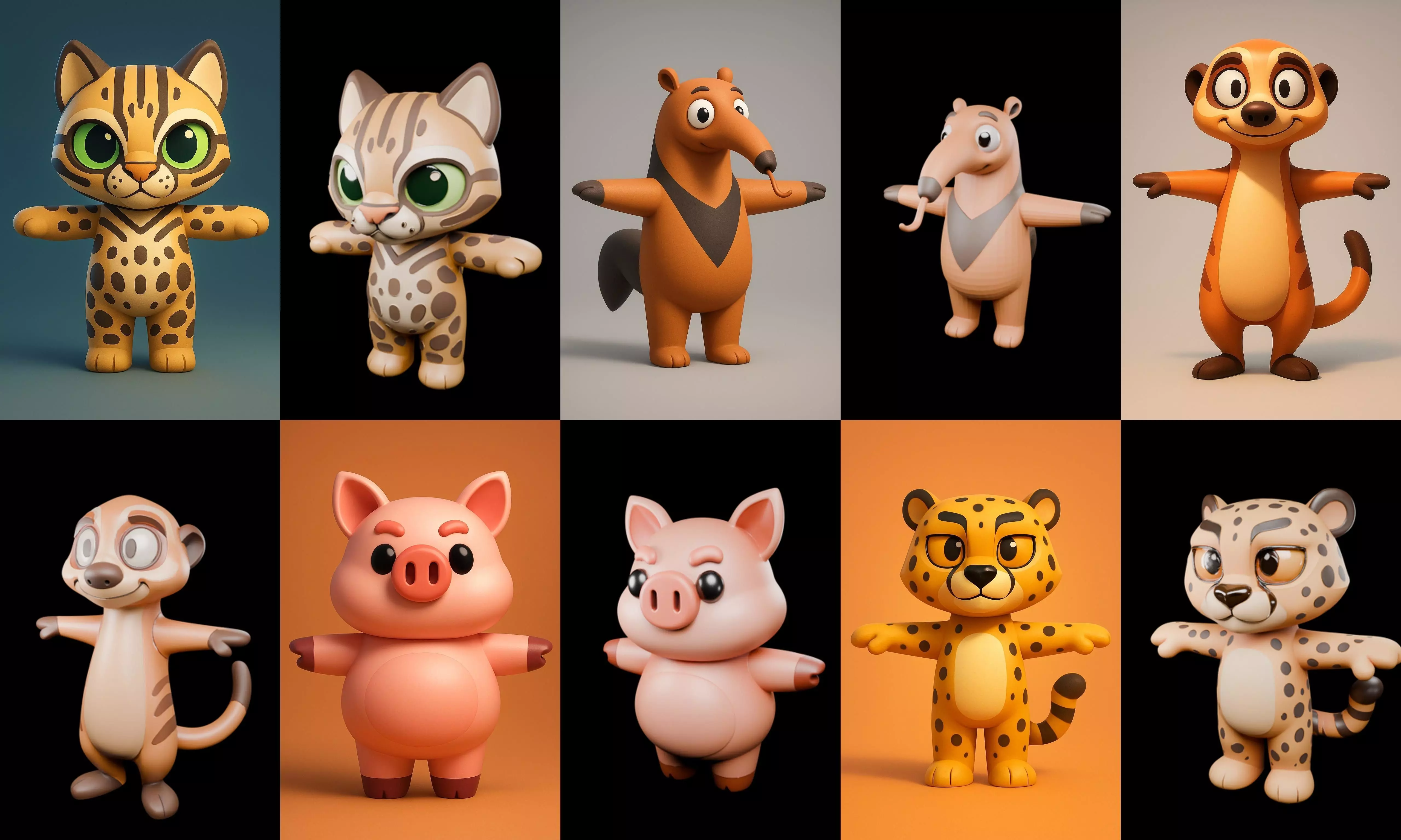 Mini Beast figurine printable bundle 2 pack 100 glb 3D model_2