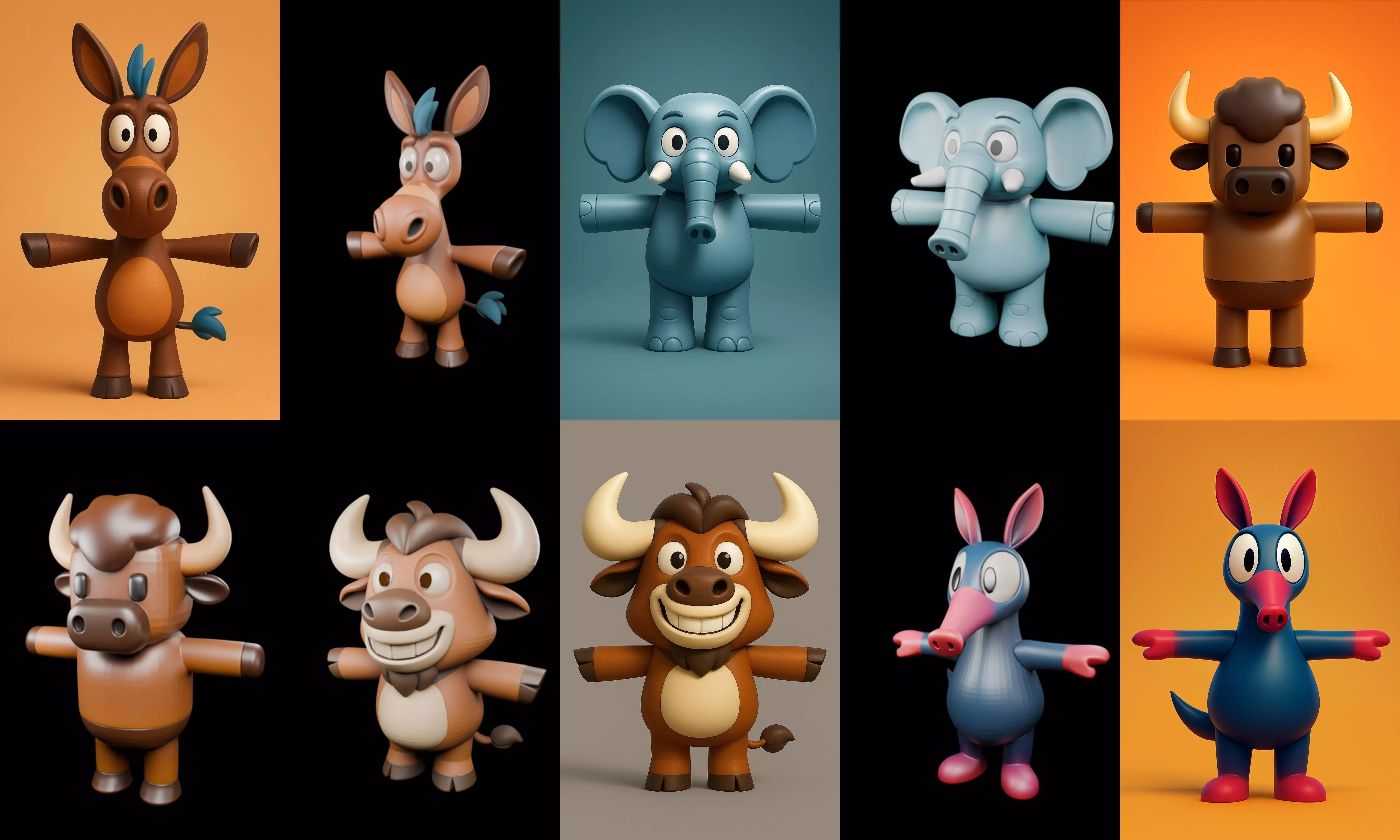 Mini Beast figurine printable bundle 2 pack 100 glb 3D model_7