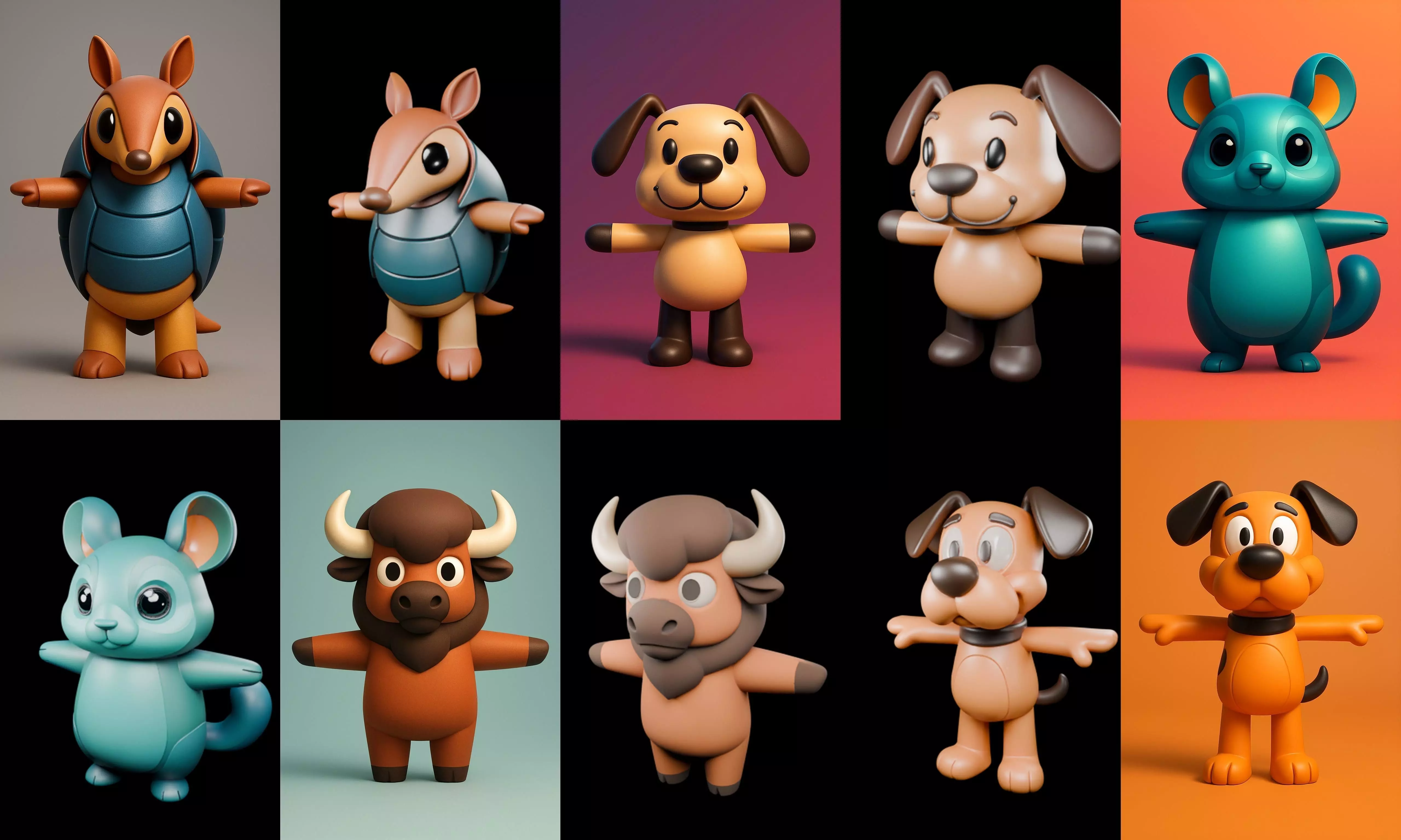 Mini Beast figurine printable bundle 2 pack 100 glb 3D model_17