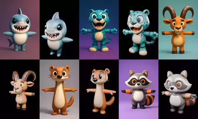 Mini Beast figurine printable bundle 2 pack 100 glb