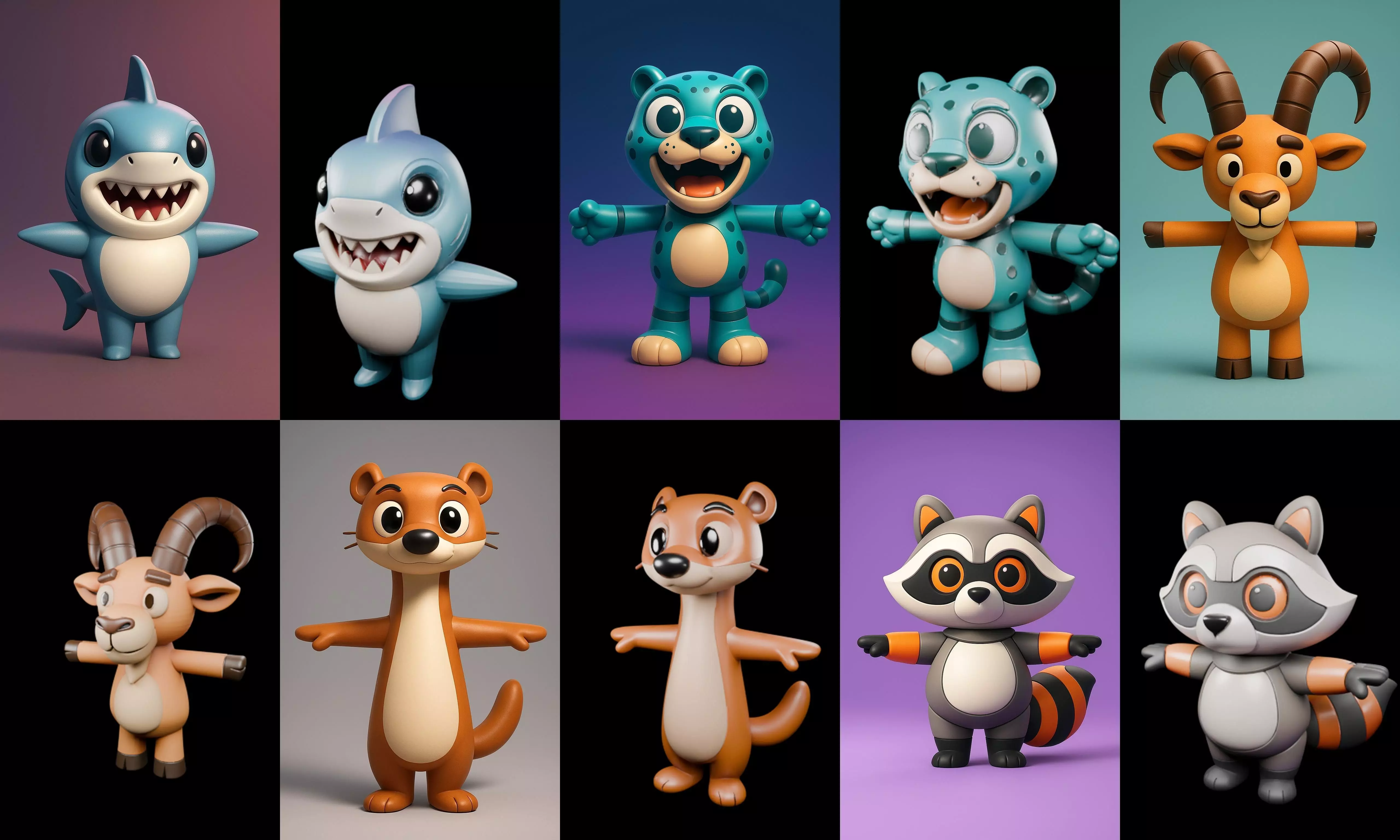 Mini Beast figurine printable bundle 2 pack 100 glb 3D model_0