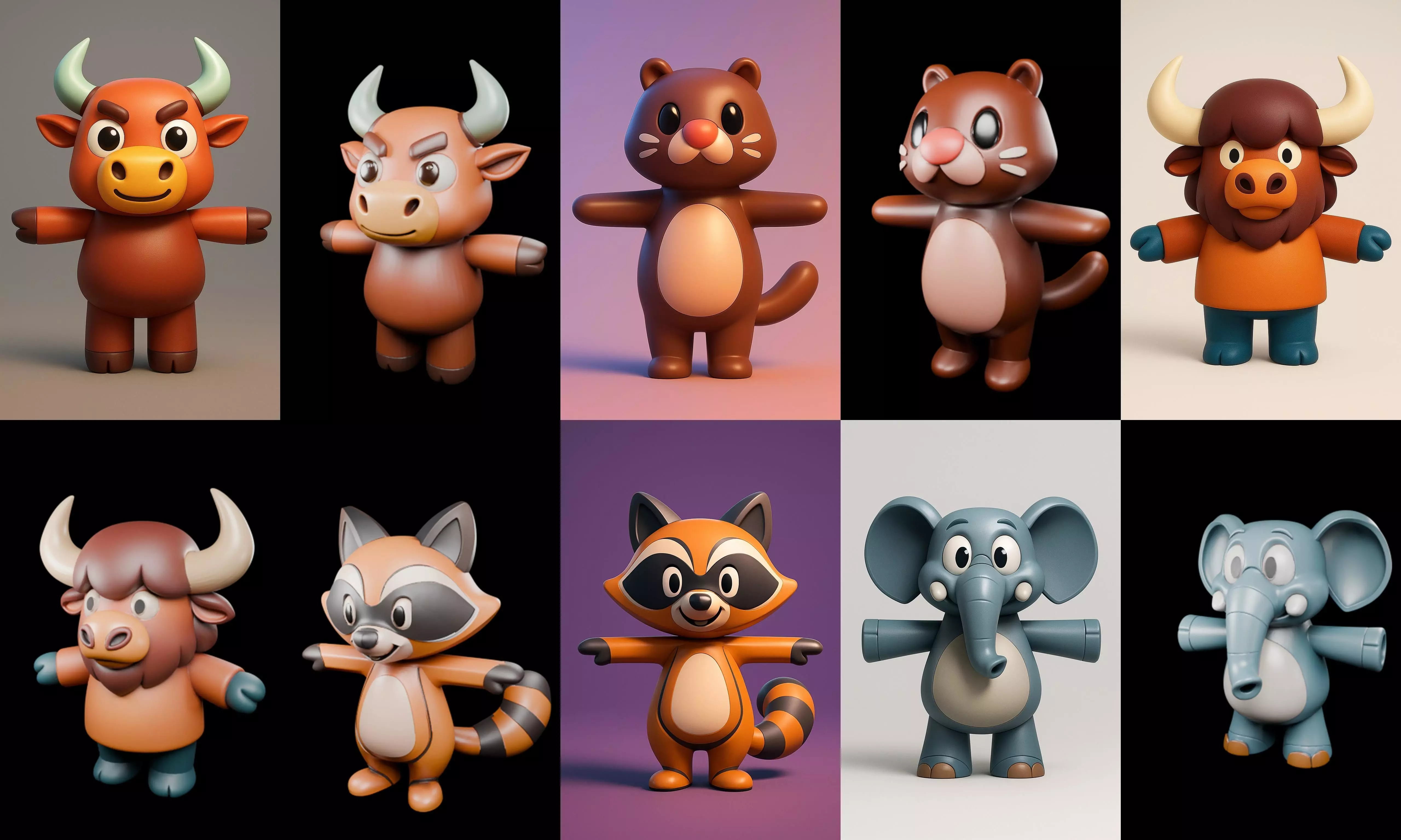 Mini Beast figurine printable bundle 2 pack 100 glb 3D model_16