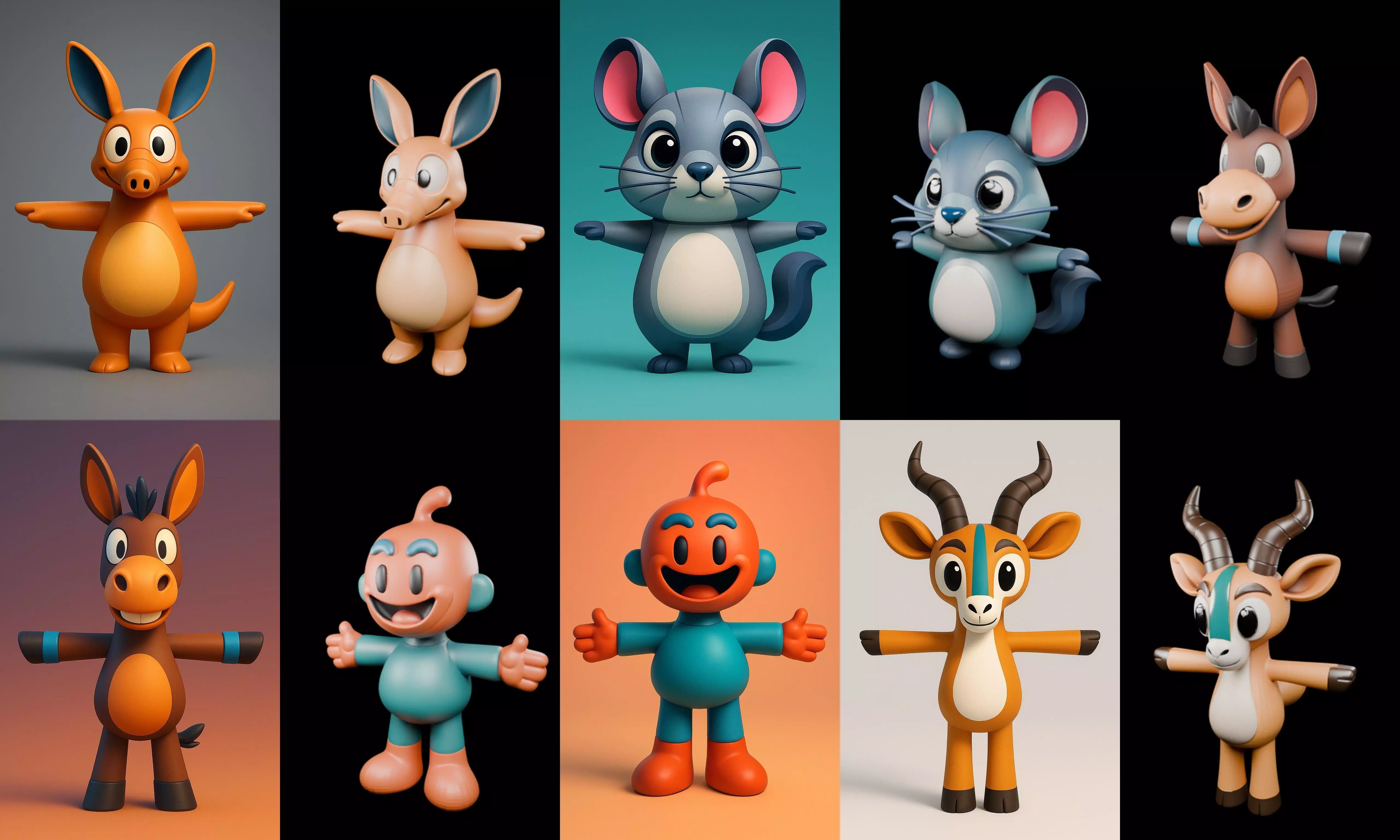 Mini Beast figurine printable bundle 2 pack 100 glb 3D model_3