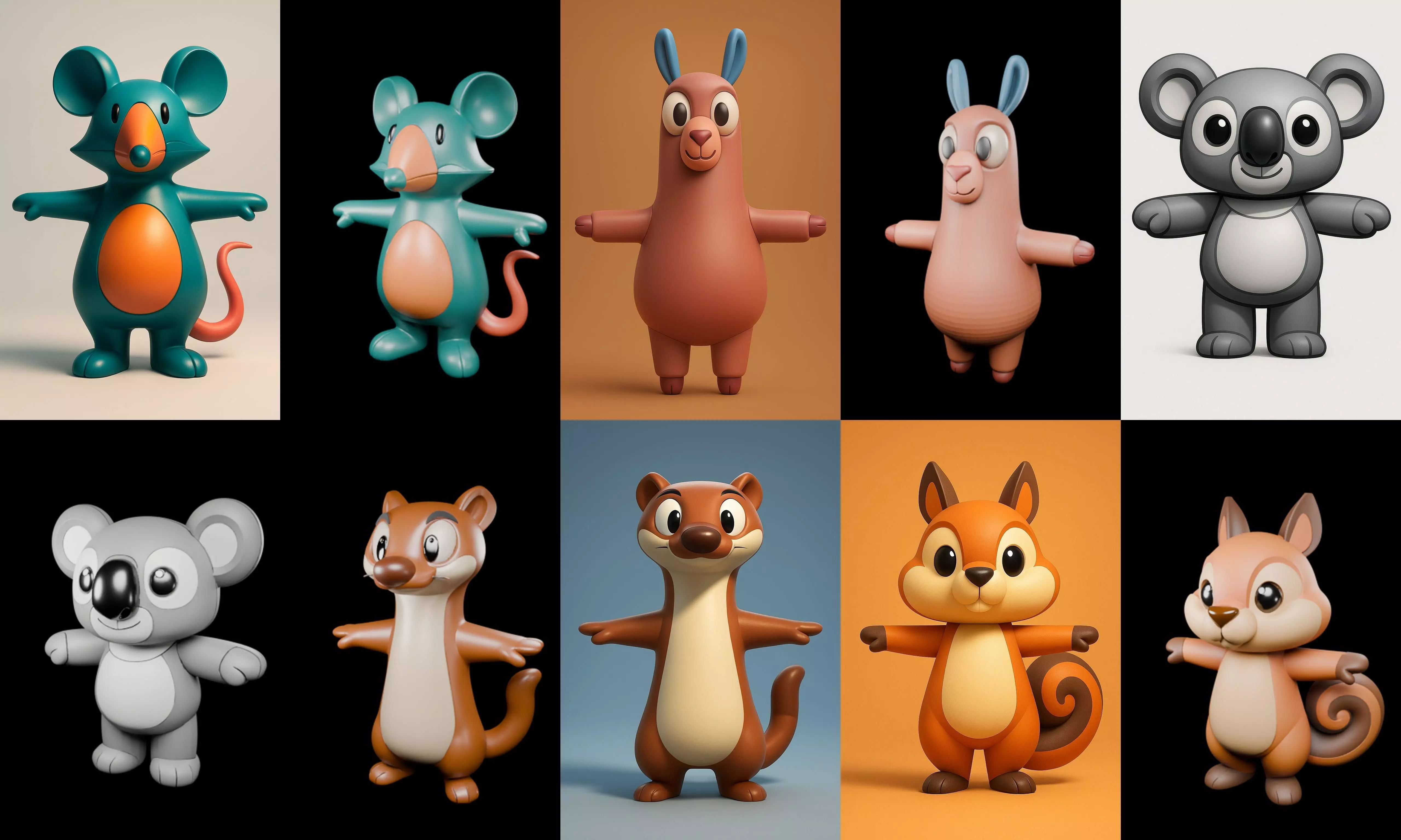 Mini Beast figurine printable bundle 12 pack 22 glb 3D model_2