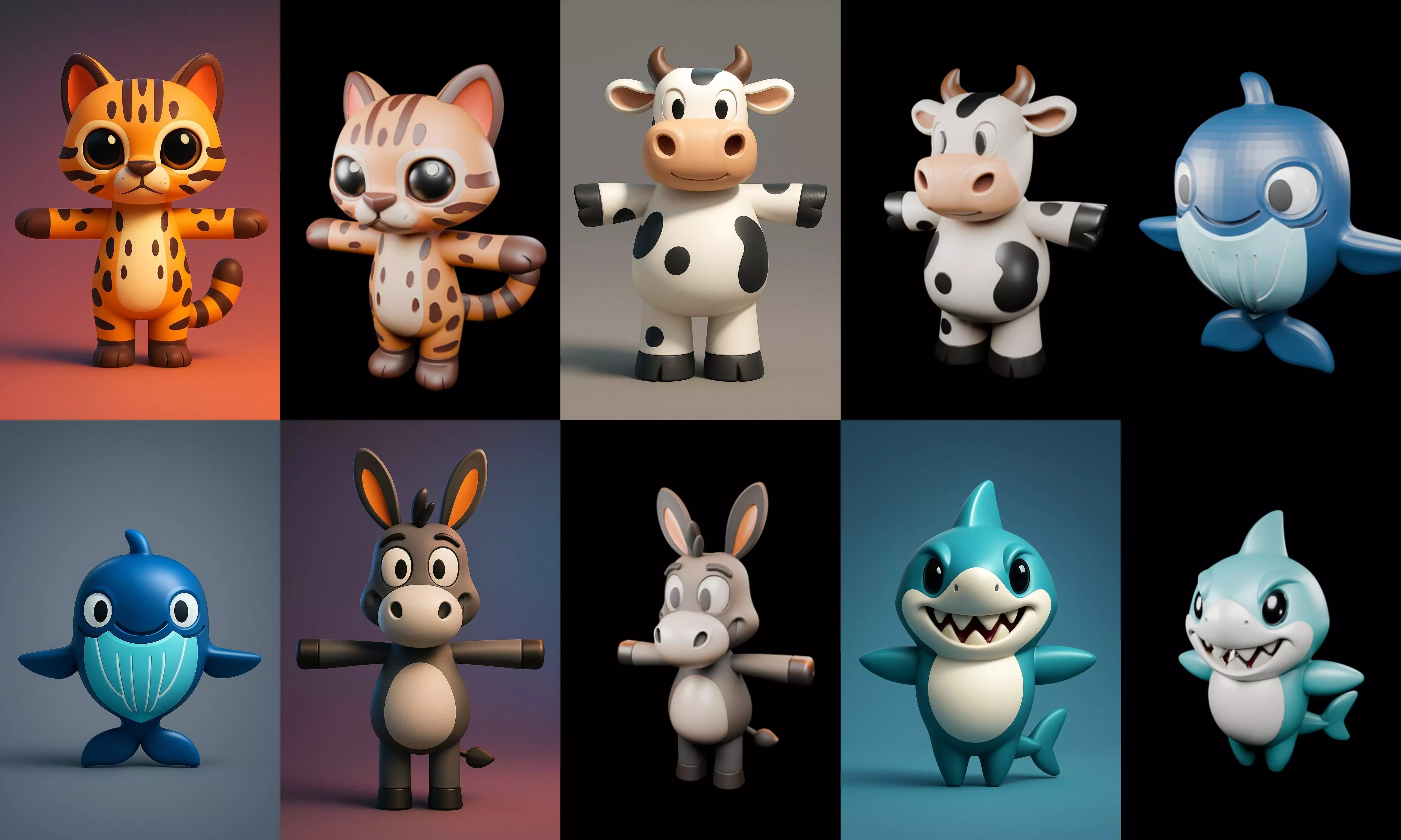 Mini Beast figurine printable bundle 12 pack 22 glb 3D model_1