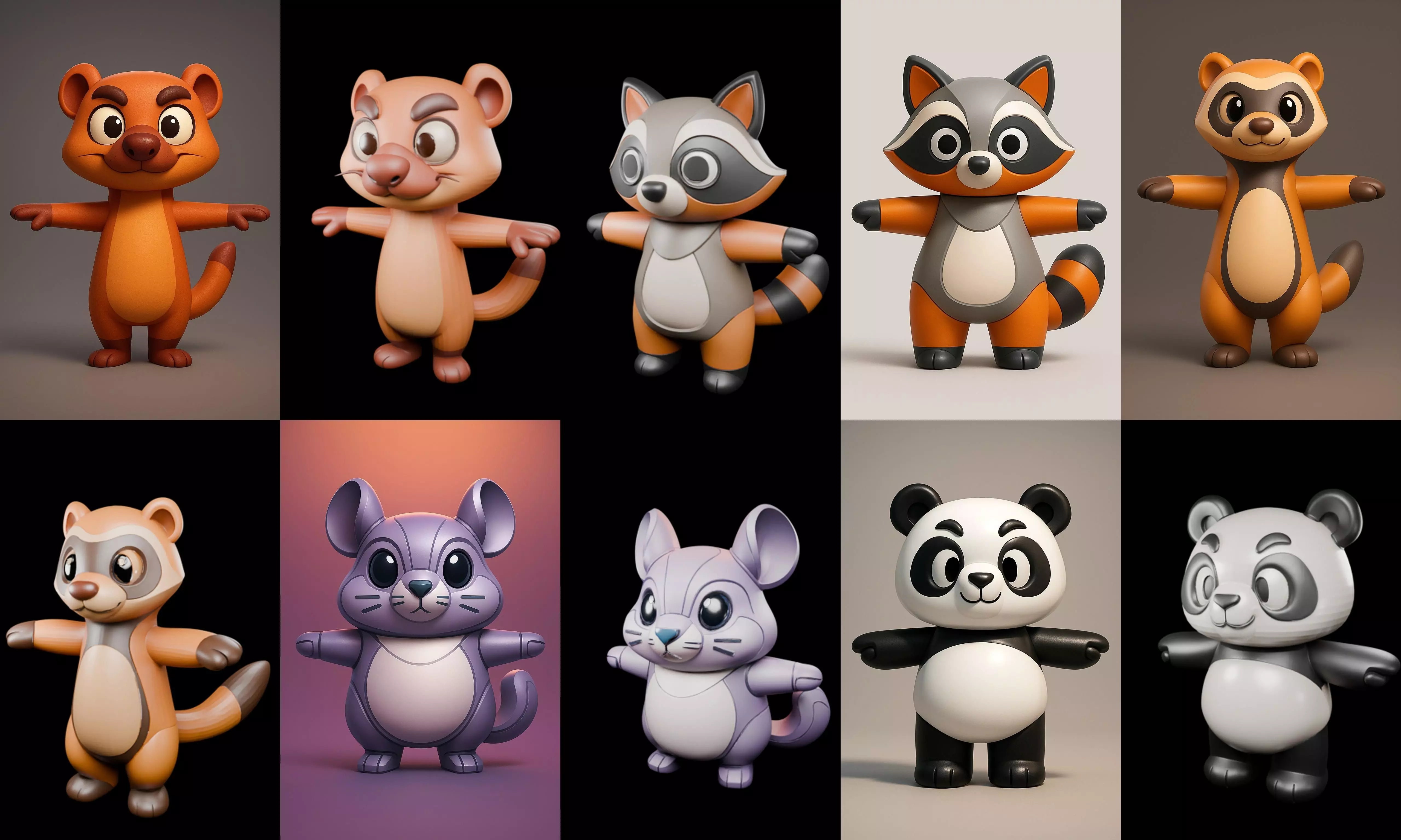 Mini Beast figurine printable bundle 12 pack 22 glb 3D model_0