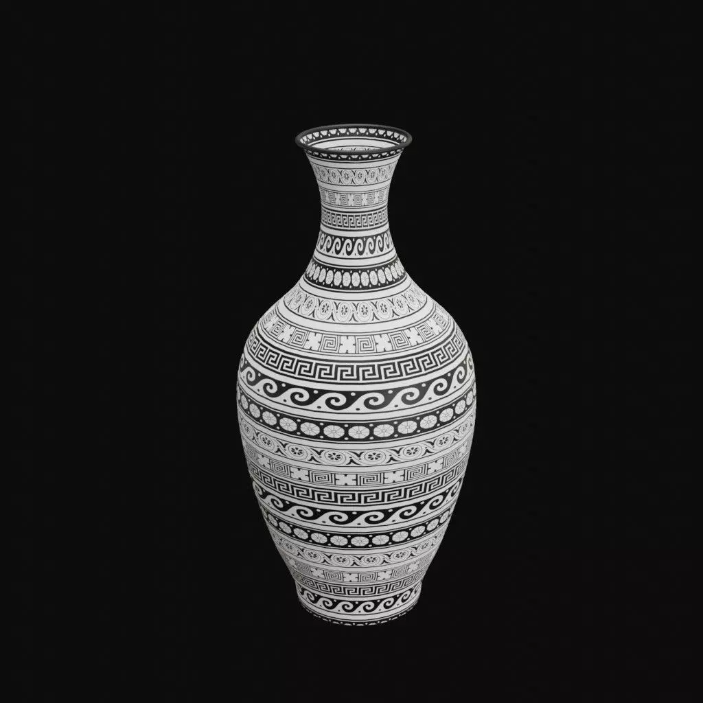 Ornate Black and White Vase Free 3D model
