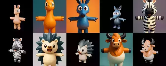 Mini Beast figurine printable bundle 11 pack 100 glb