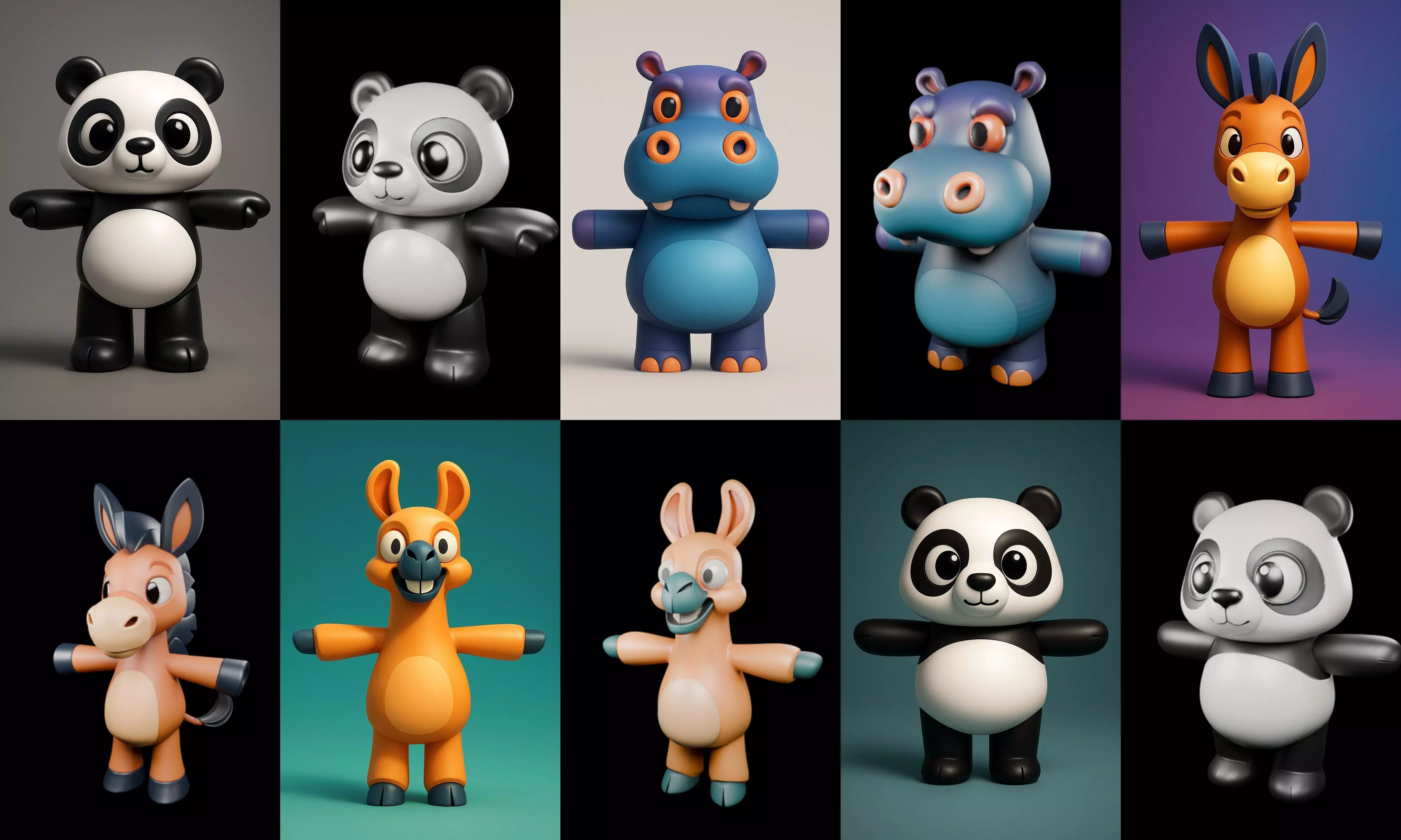 Mini Beast figurine printable bundle 10 pack 100 glb 3D model_5