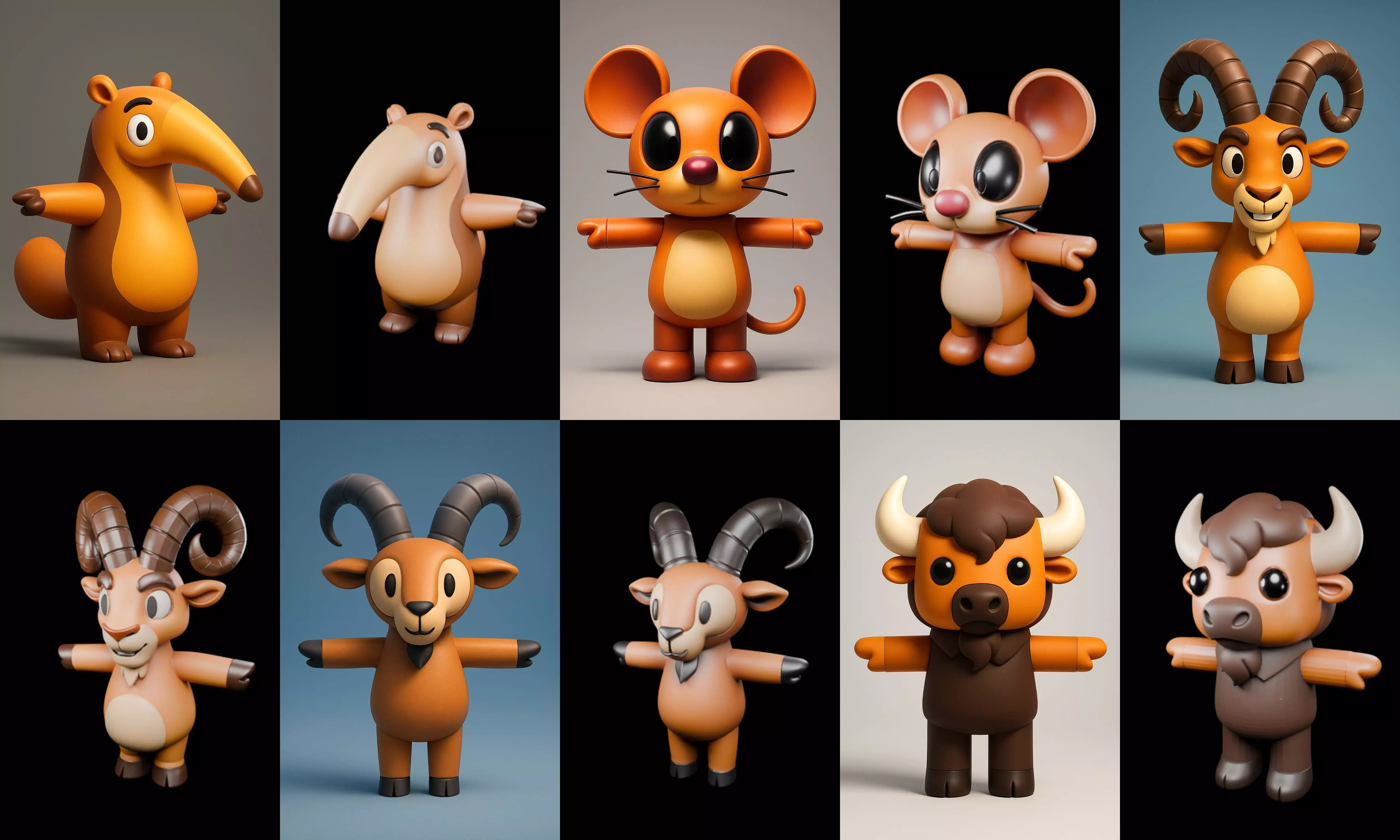 Mini Beast figurine printable bundle 10 pack 100 glb 3D model_16
