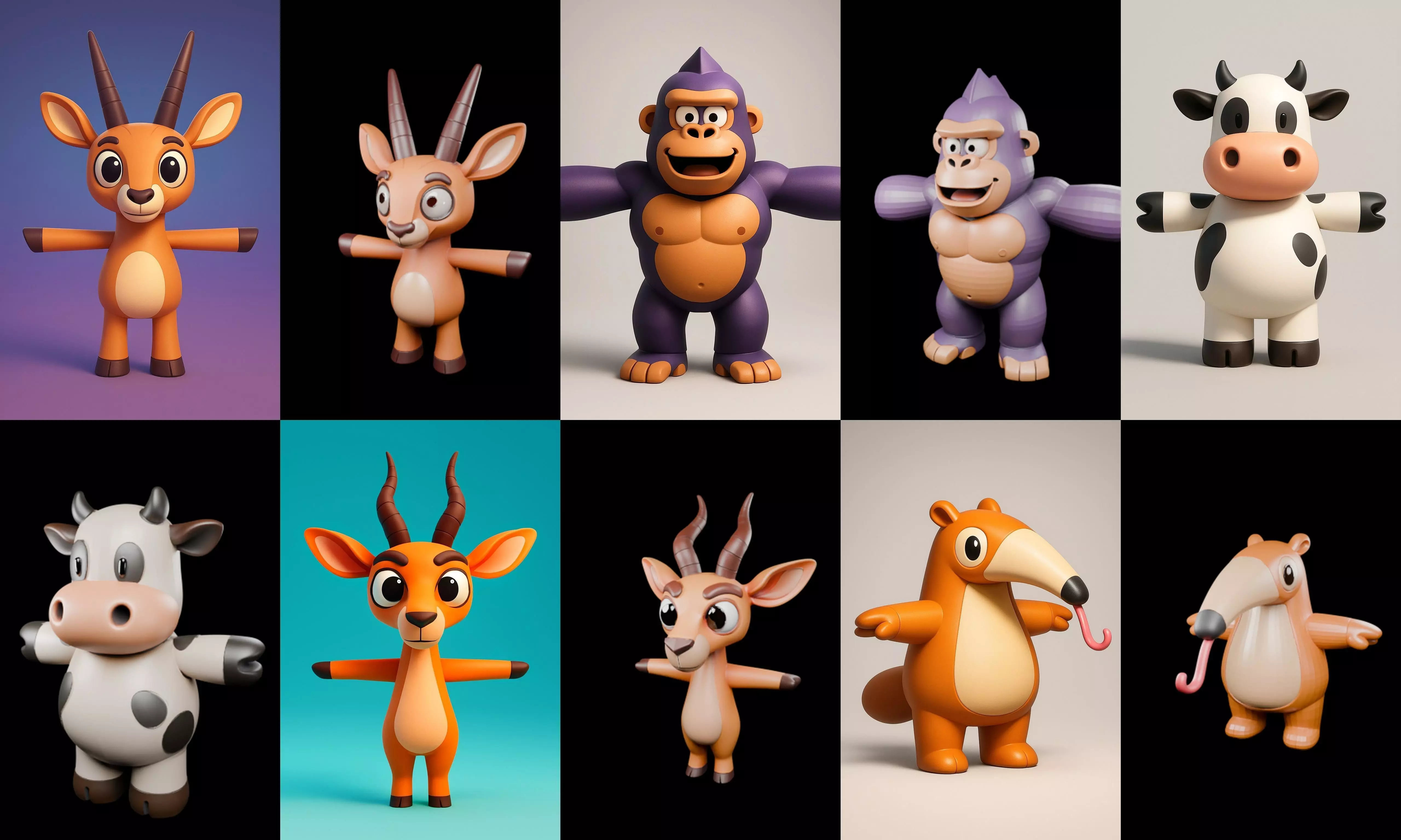 Mini Beast figurine printable bundle 10 pack 100 glb 3D model_2