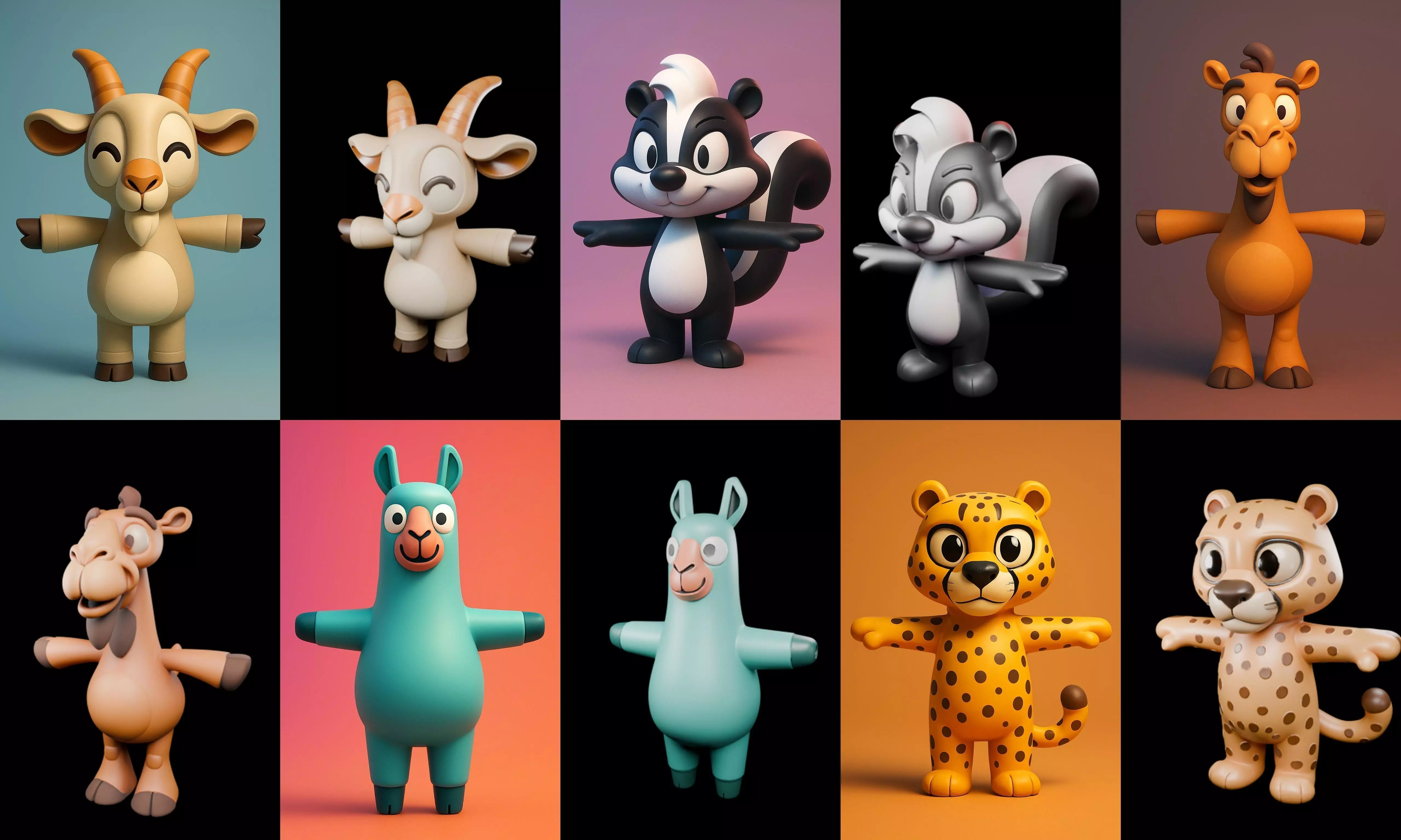 Mini Beast figurine printable bundle 10 pack 100 glb 3D model_0