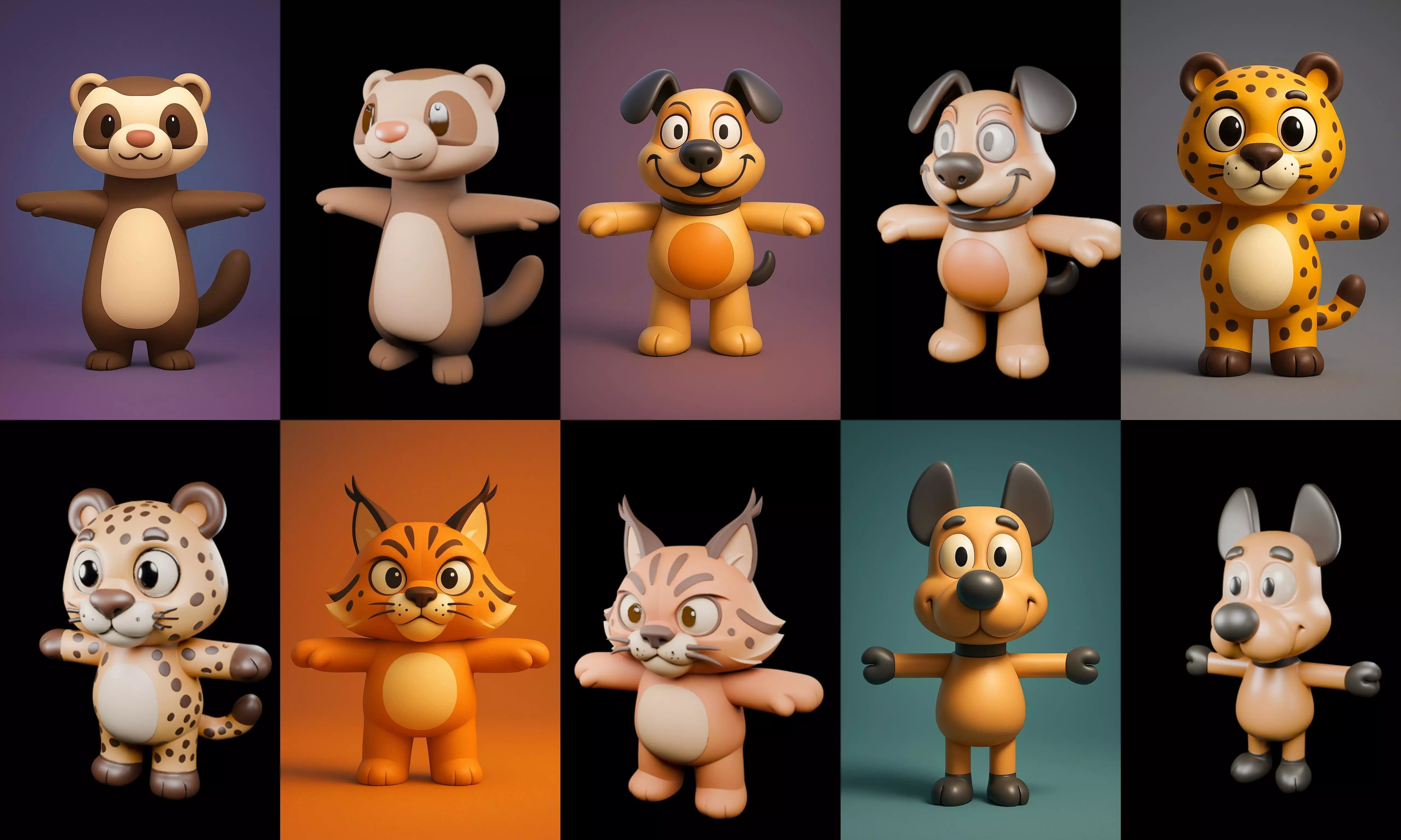 Mini Beast figurine printable bundle 10 pack 100 glb 3D model_12