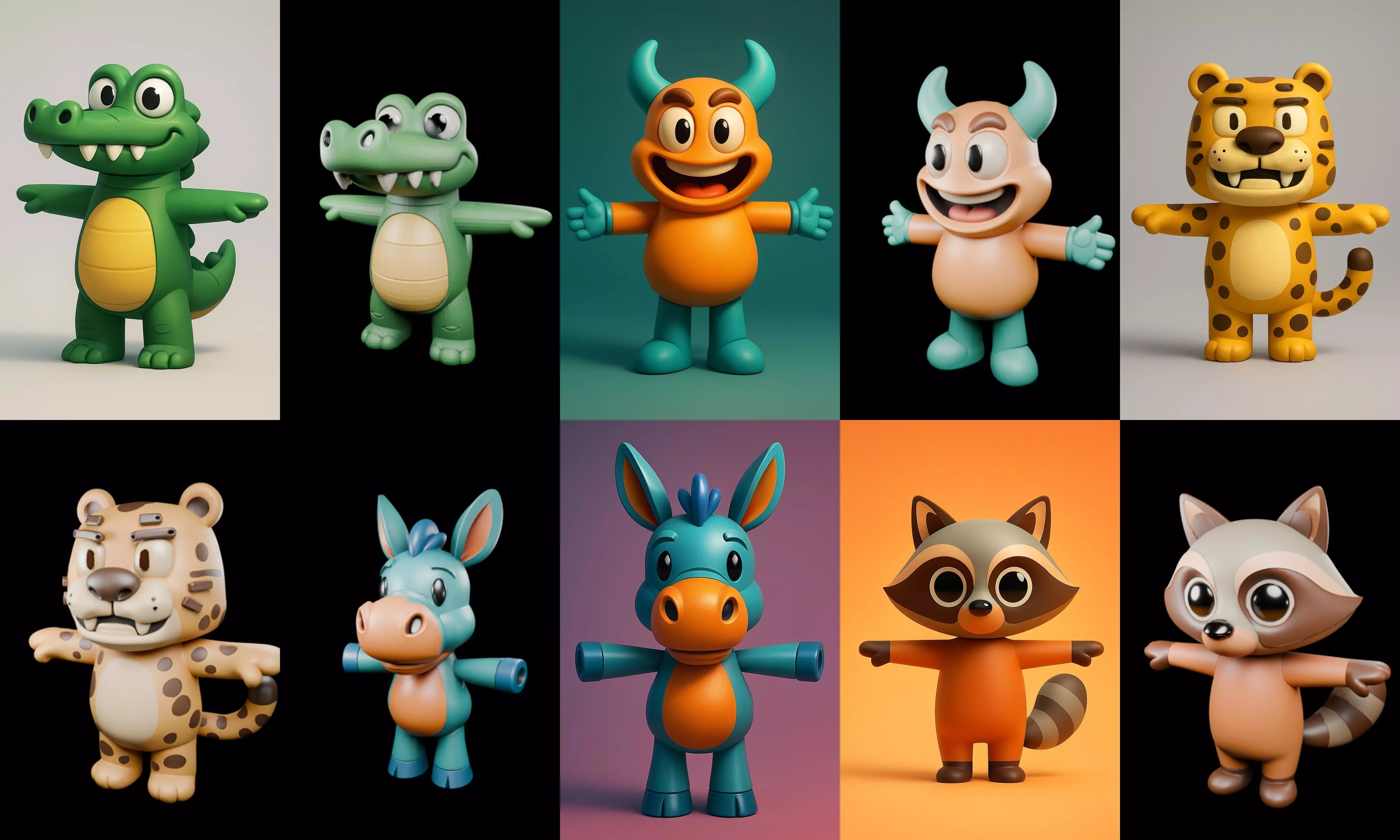 Mini Beast figurine printable bundle 10 pack 100 glb 3D model_11