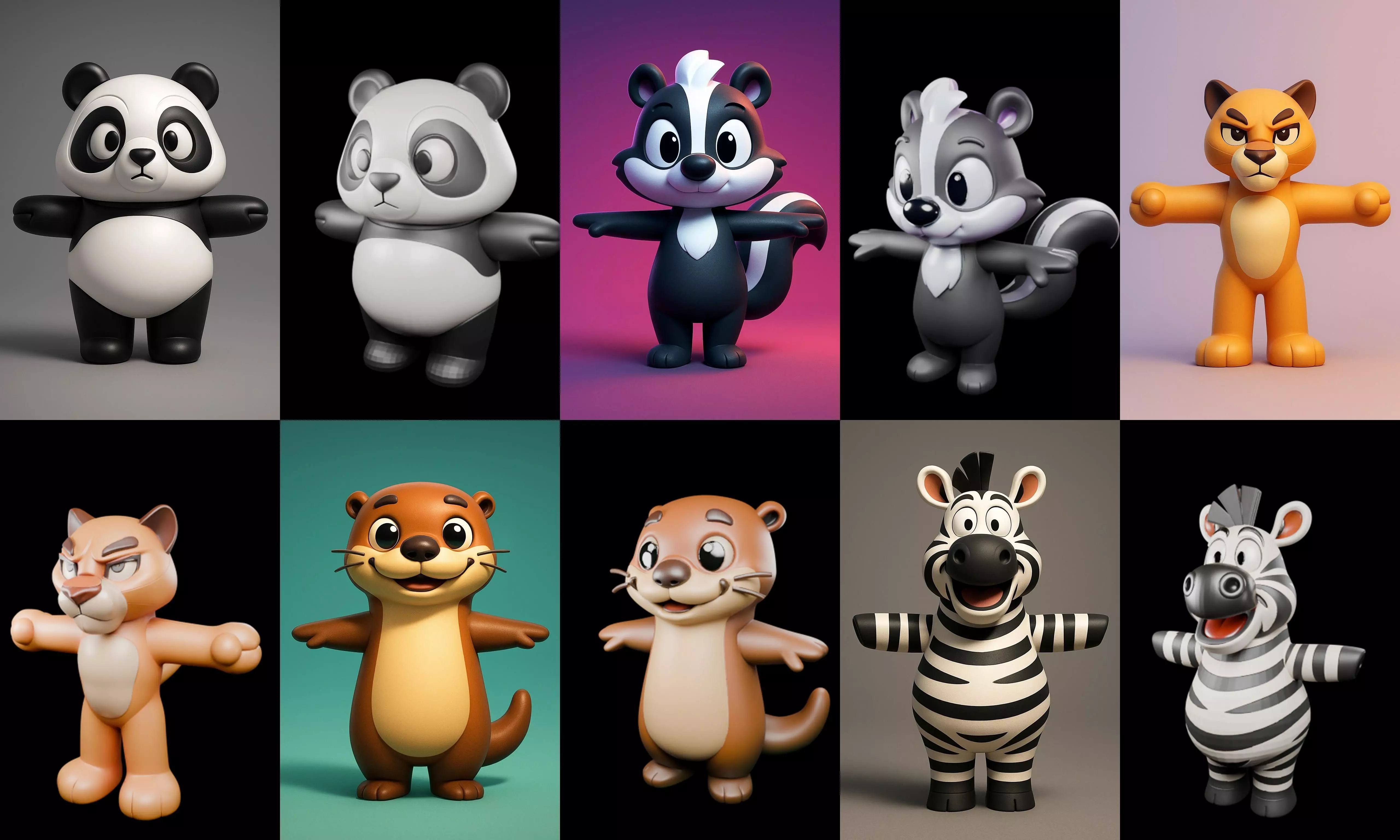 Mini Beast figurine printable bundle 10 pack 100 glb 3D model_3