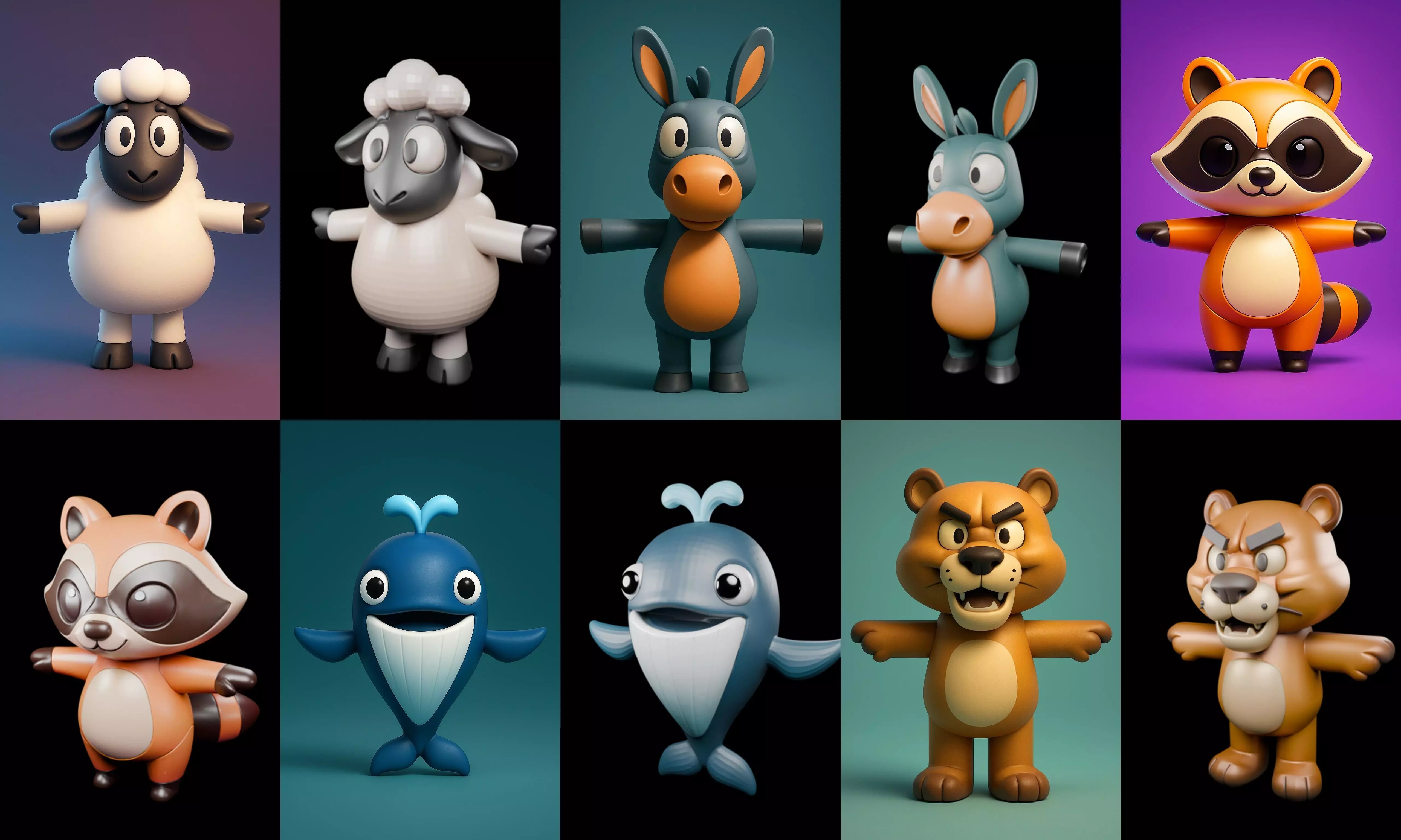 Mini Beast figurine printable bundle 10 pack 100 glb 3D model_17