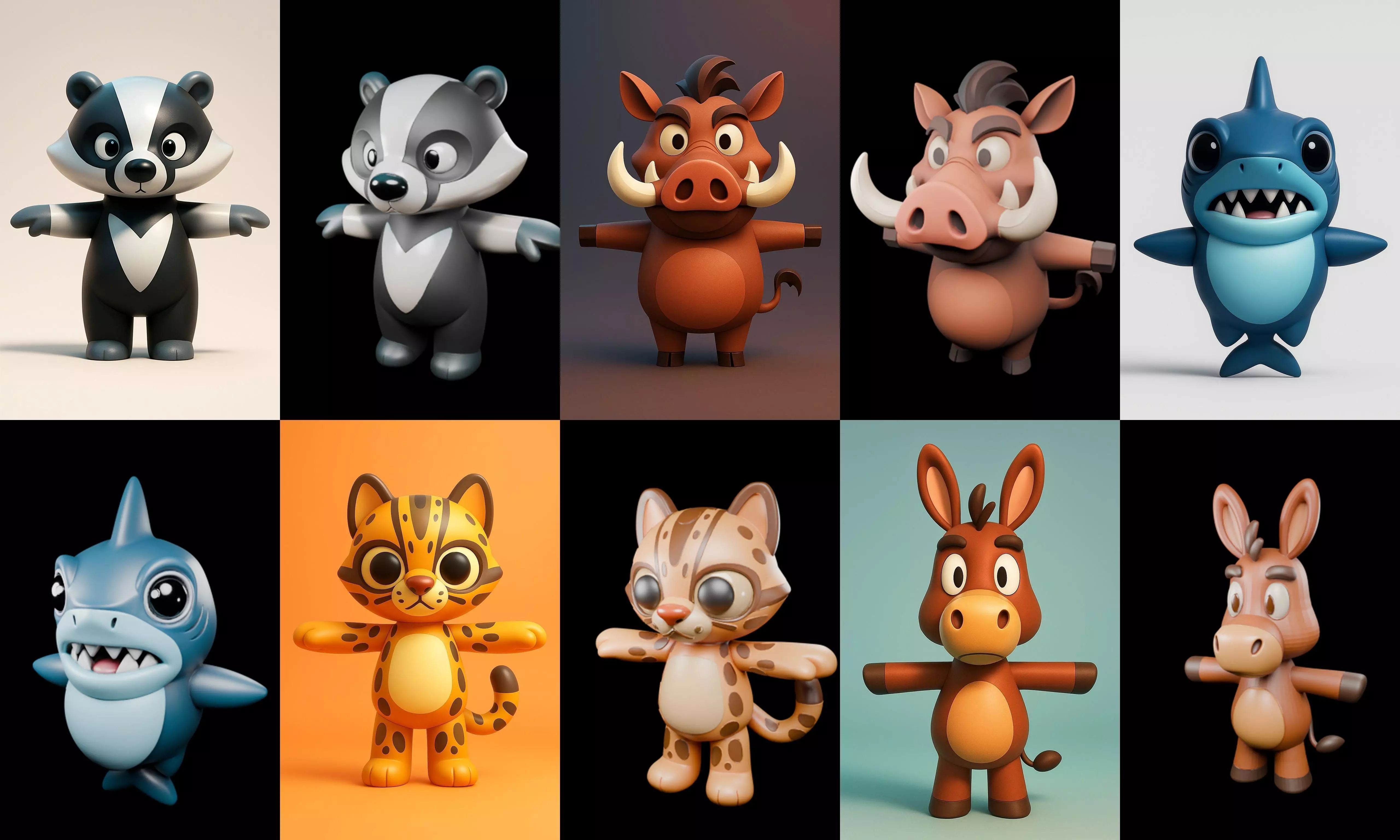 Mini Beast figurine printable bundle 10 pack 100 glb 3D model_1