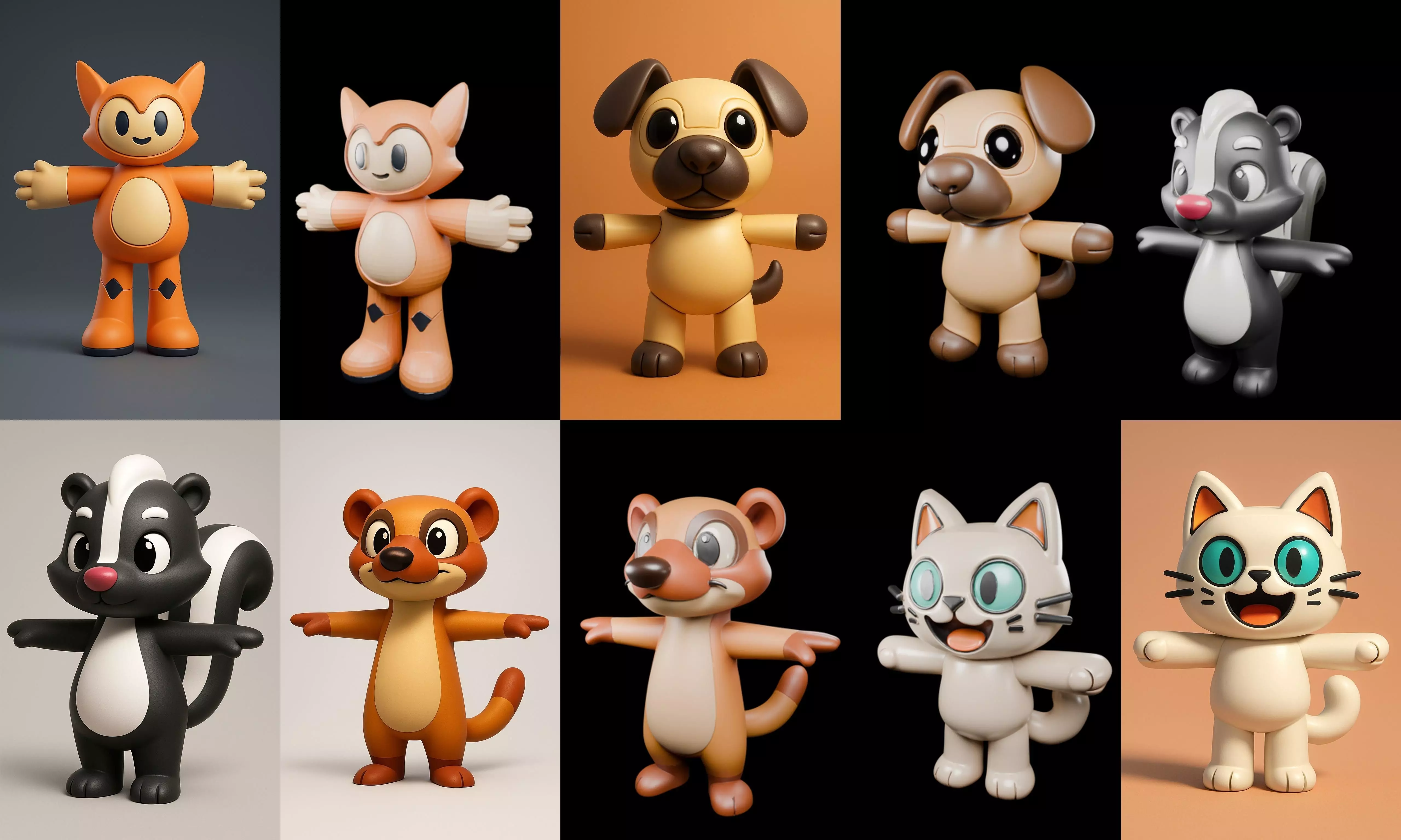 Mini Beast figurine printable bundle 10 pack 100 glb 3D model_10
