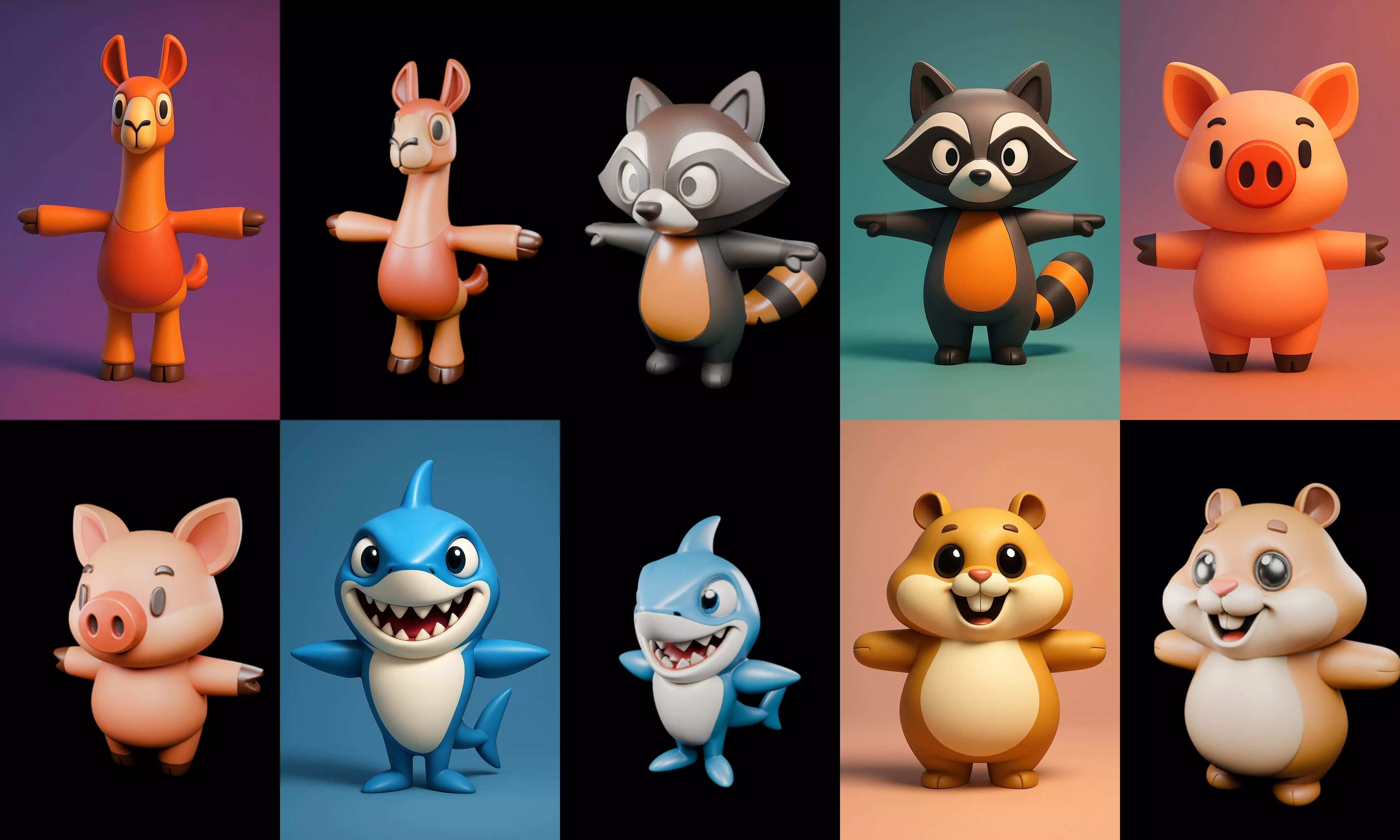 Mini Beast figurine printable bundle 10 pack 100 glb 3D model_8