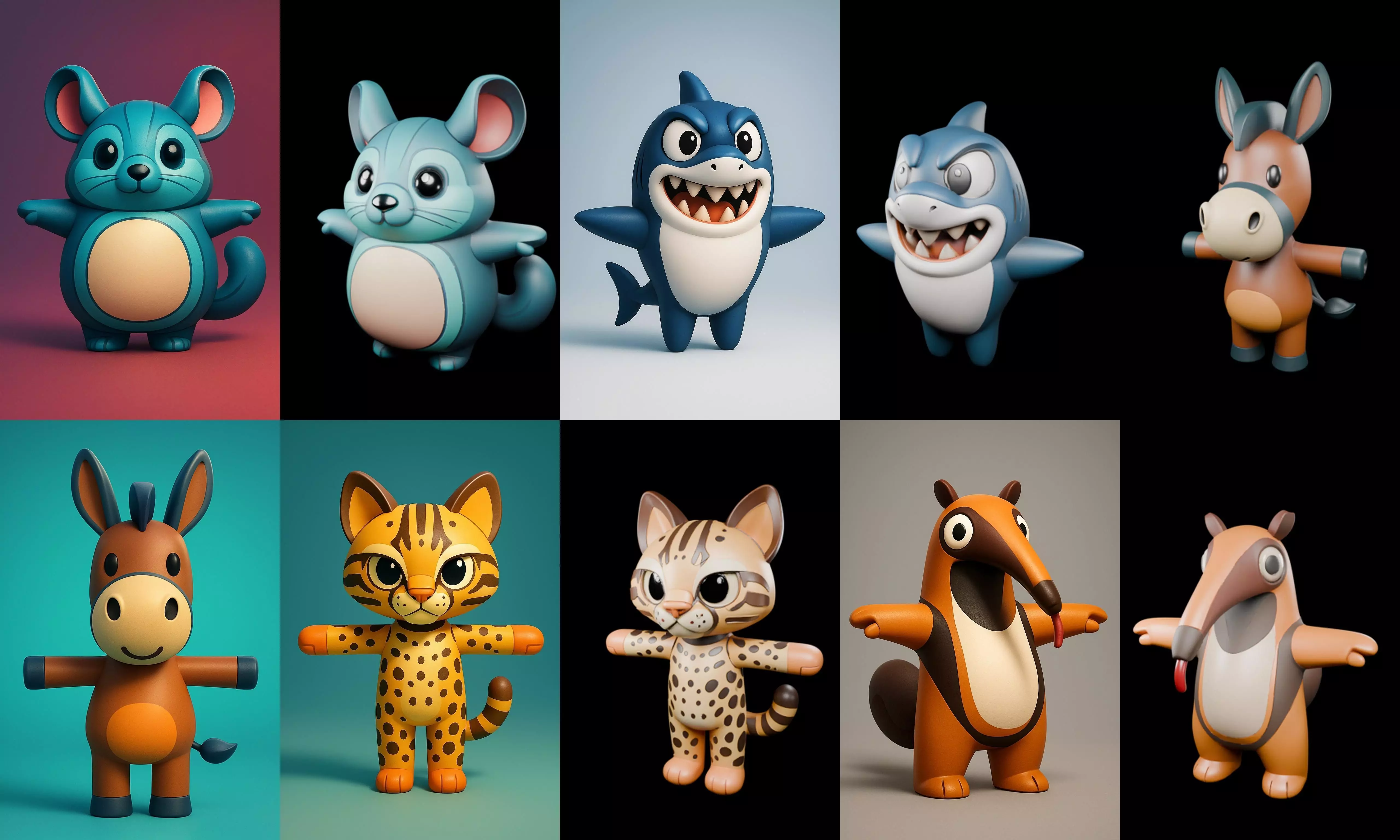 Mini Beast figurine printable bundle 10 pack 100 glb 3D model_13