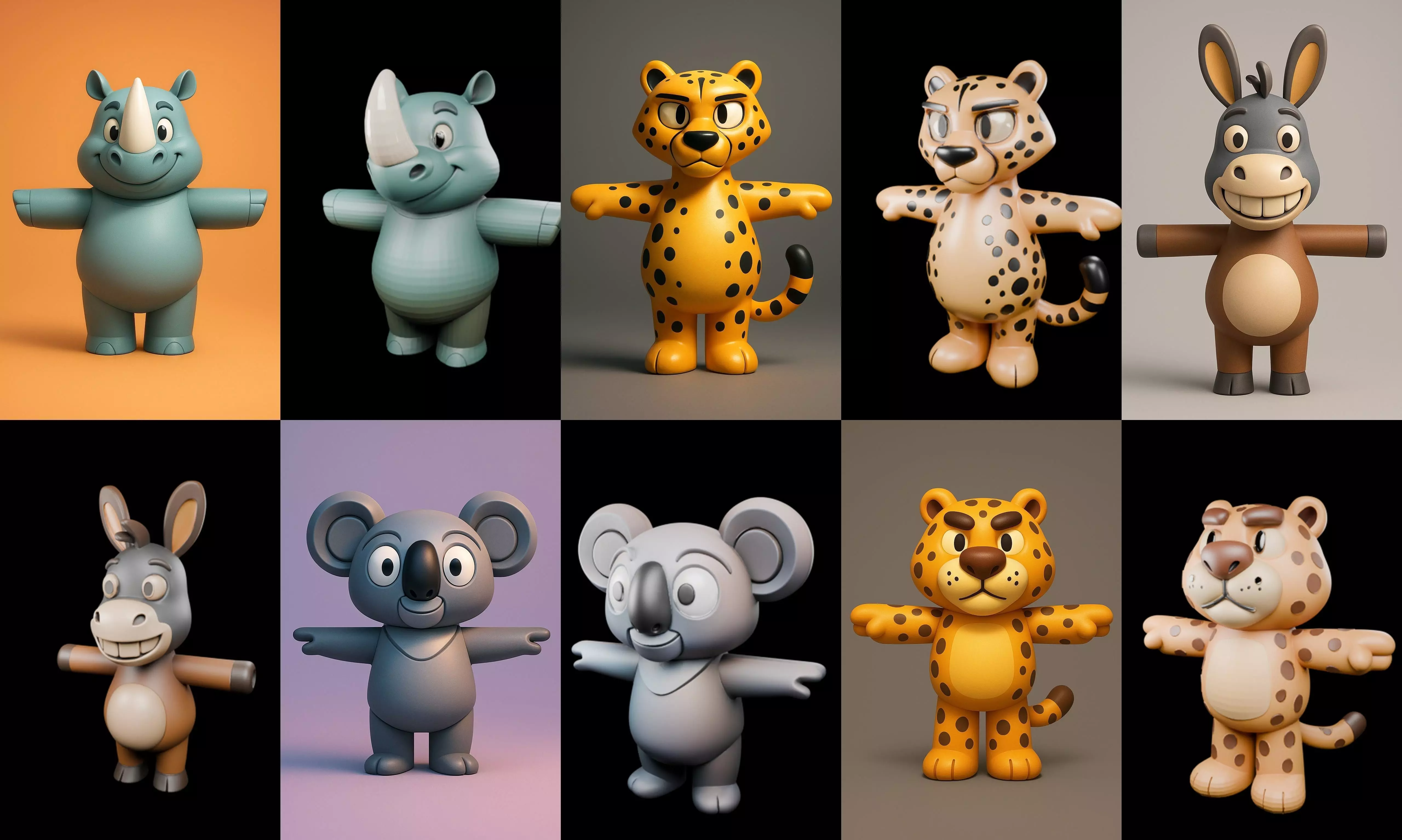Mini Beast figurine printable bundle 10 pack 100 glb 3D model_6