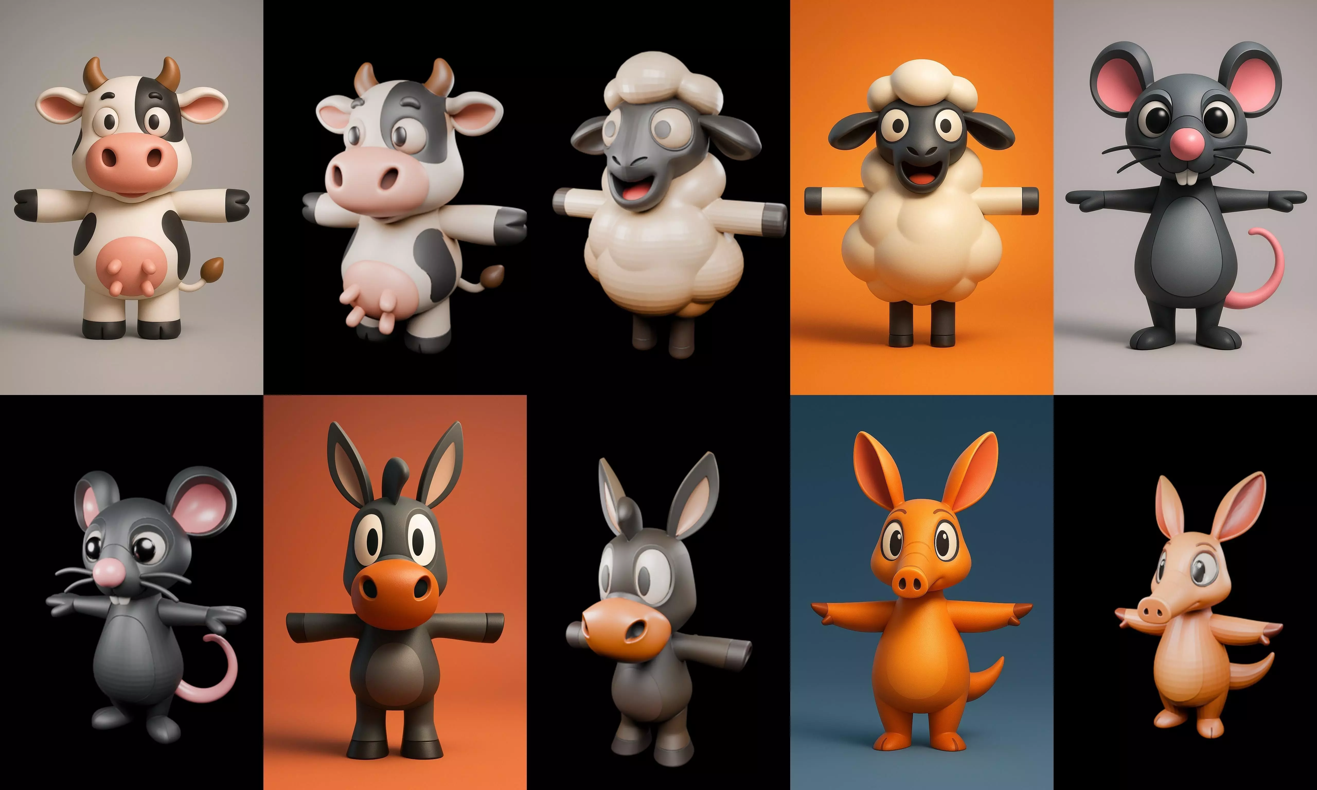 Mini Beast figurine printable bundle 10 pack 100 glb 3D model_14