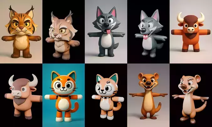Mini Beast figurine printable bundle 1 pack 100 glb