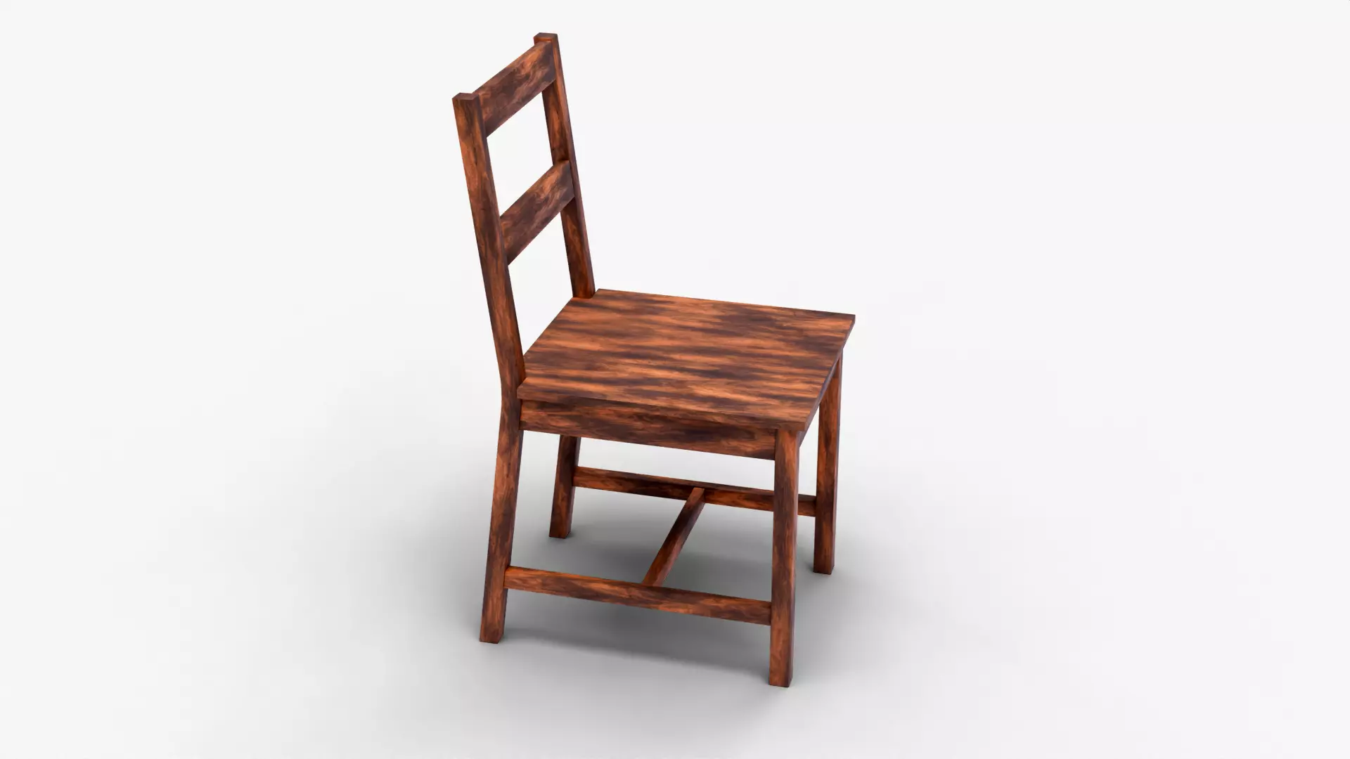 Realistic Wooden Chair 3D Model Rustic Furniture Asset Low-poly 3D model_3