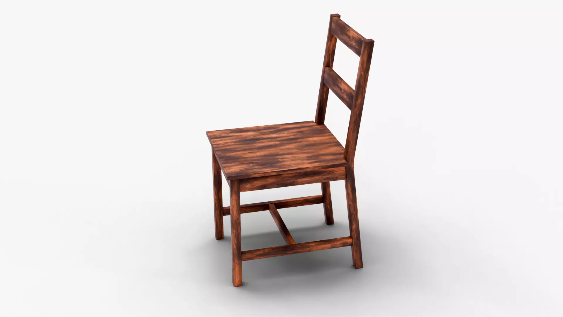Realistic Wooden Chair 3D Model Rustic Furniture Asset Low-poly 3D model_4