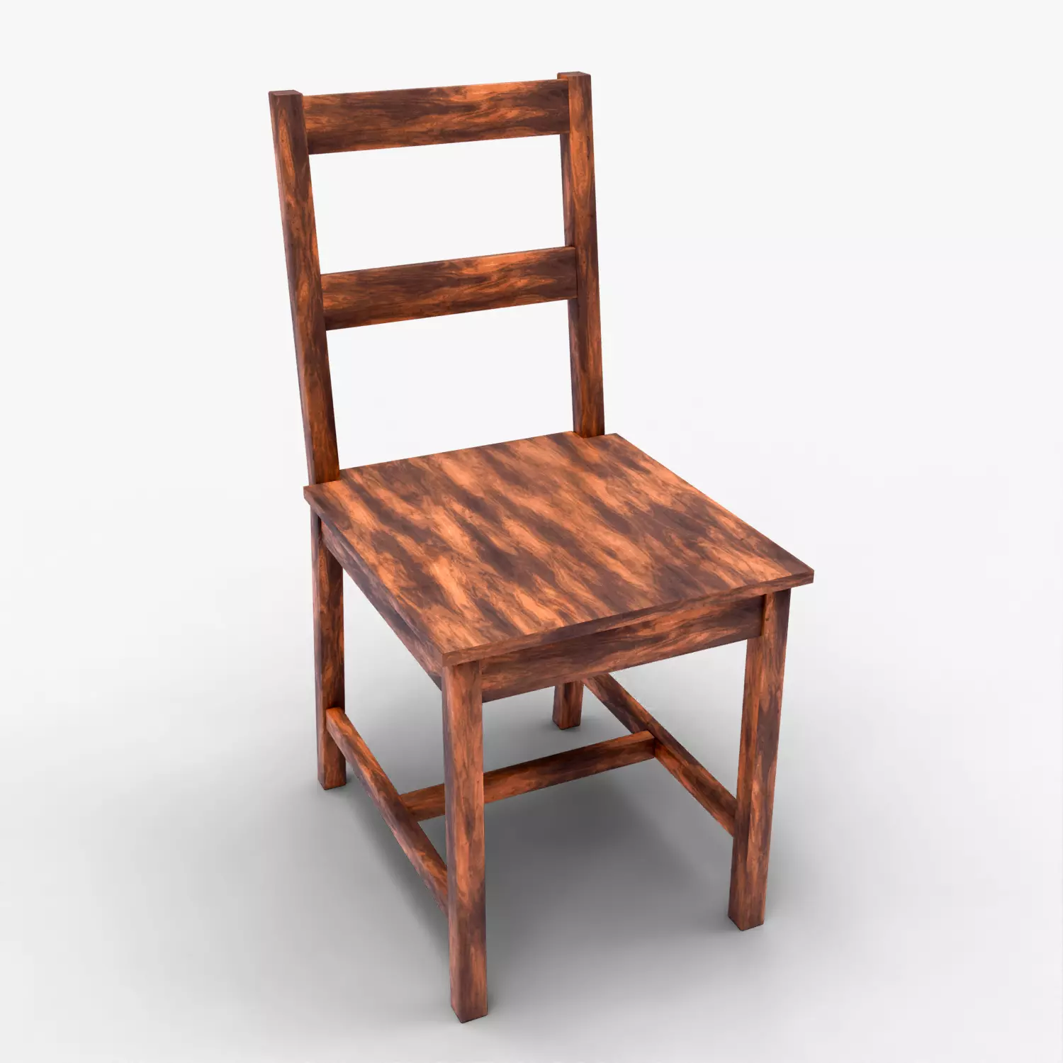 Realistic Wooden Chair 3D Model Rustic Furniture Asset Low-poly 3D model_0