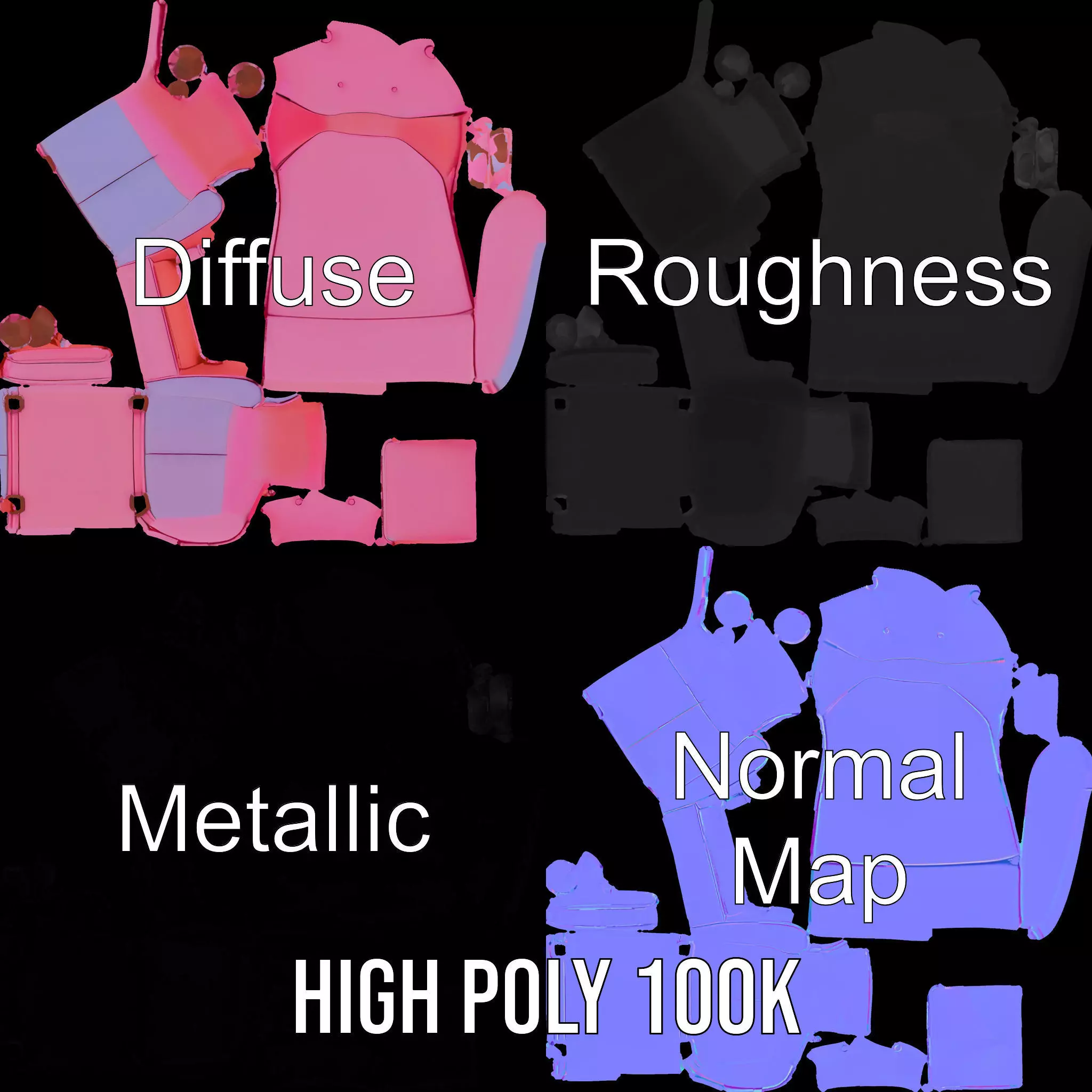 Colorful Armchair Model Pack for Interior Design Low-poly 3D model_4