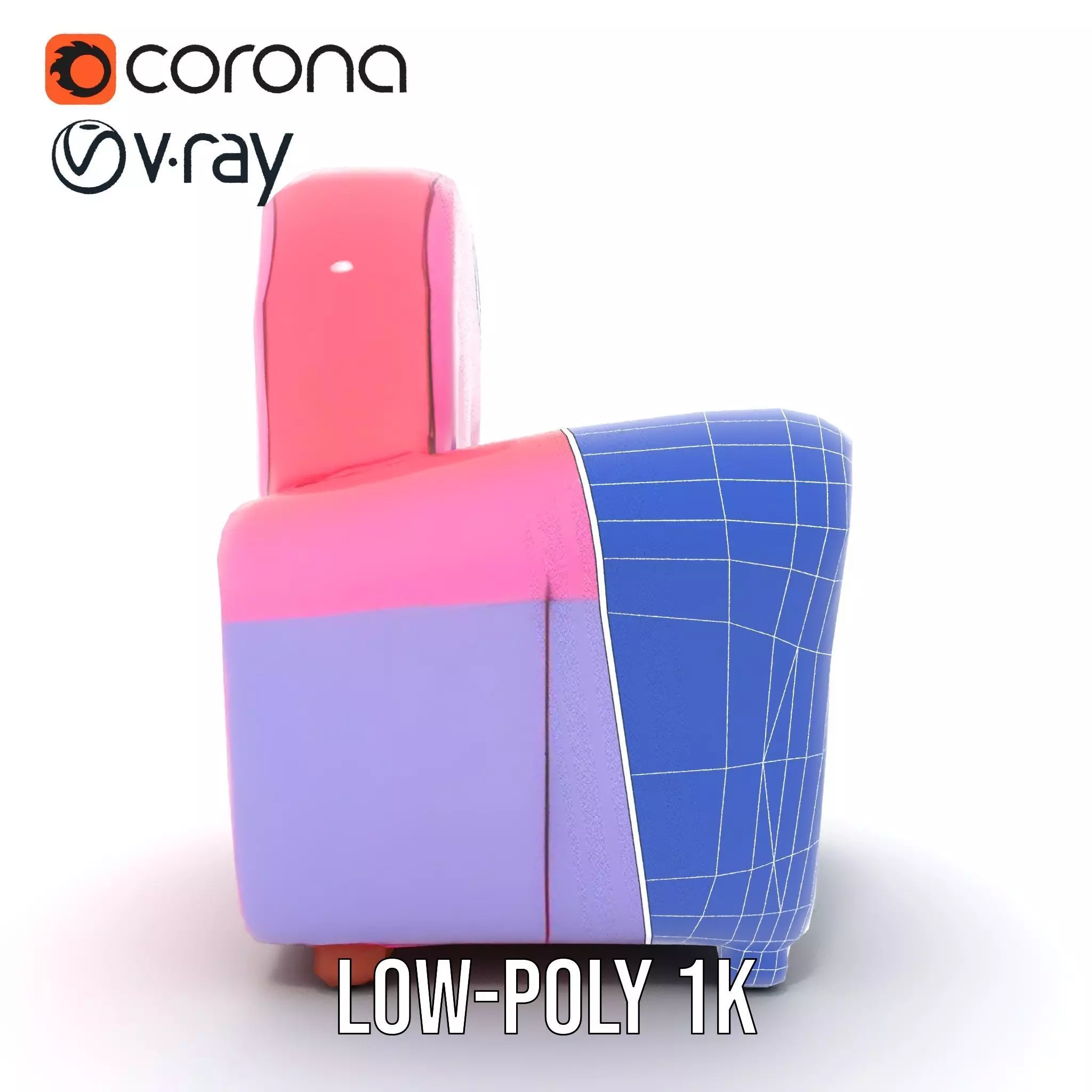 Colorful Armchair Model Pack for Interior Design Low-poly 3D model_31