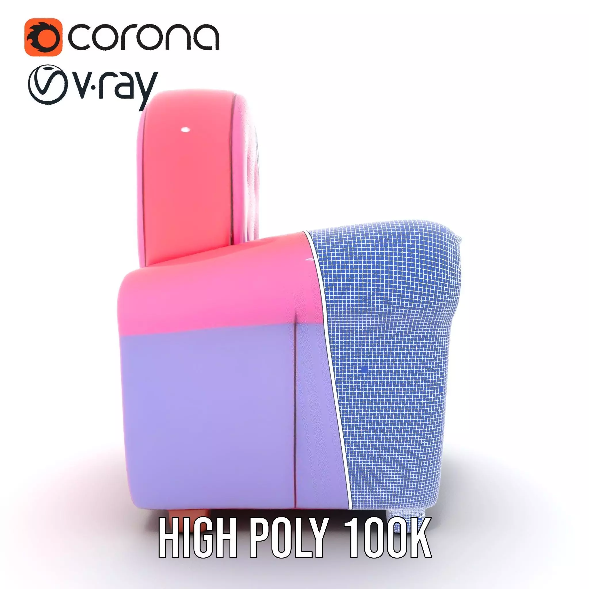 Colorful Armchair Model Pack for Interior Design Low-poly 3D model_35